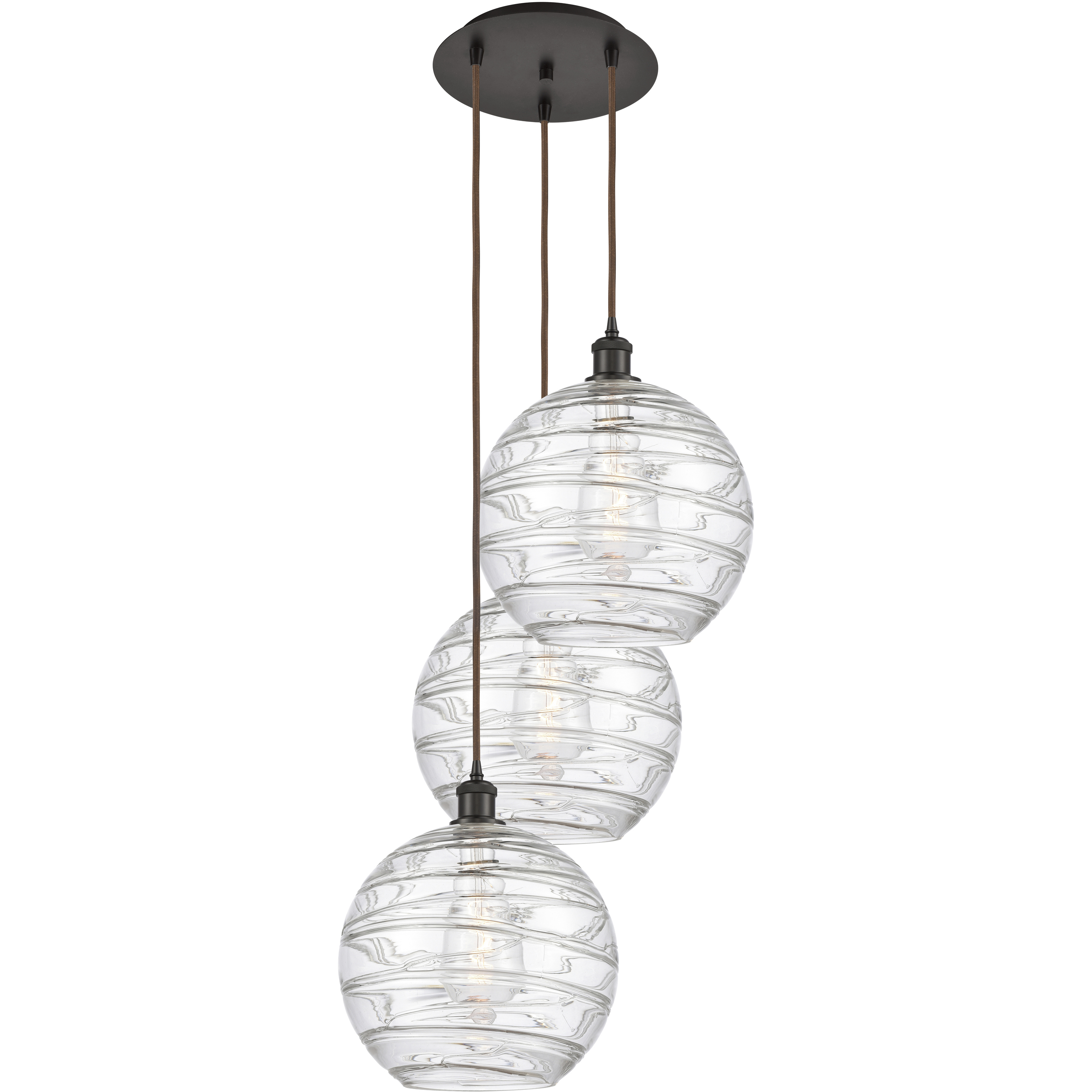 Ballston Athens Deco Swirl 3 Light 19 inch Oil Rubbed Bronze Multi-Pendant Ceiling Light