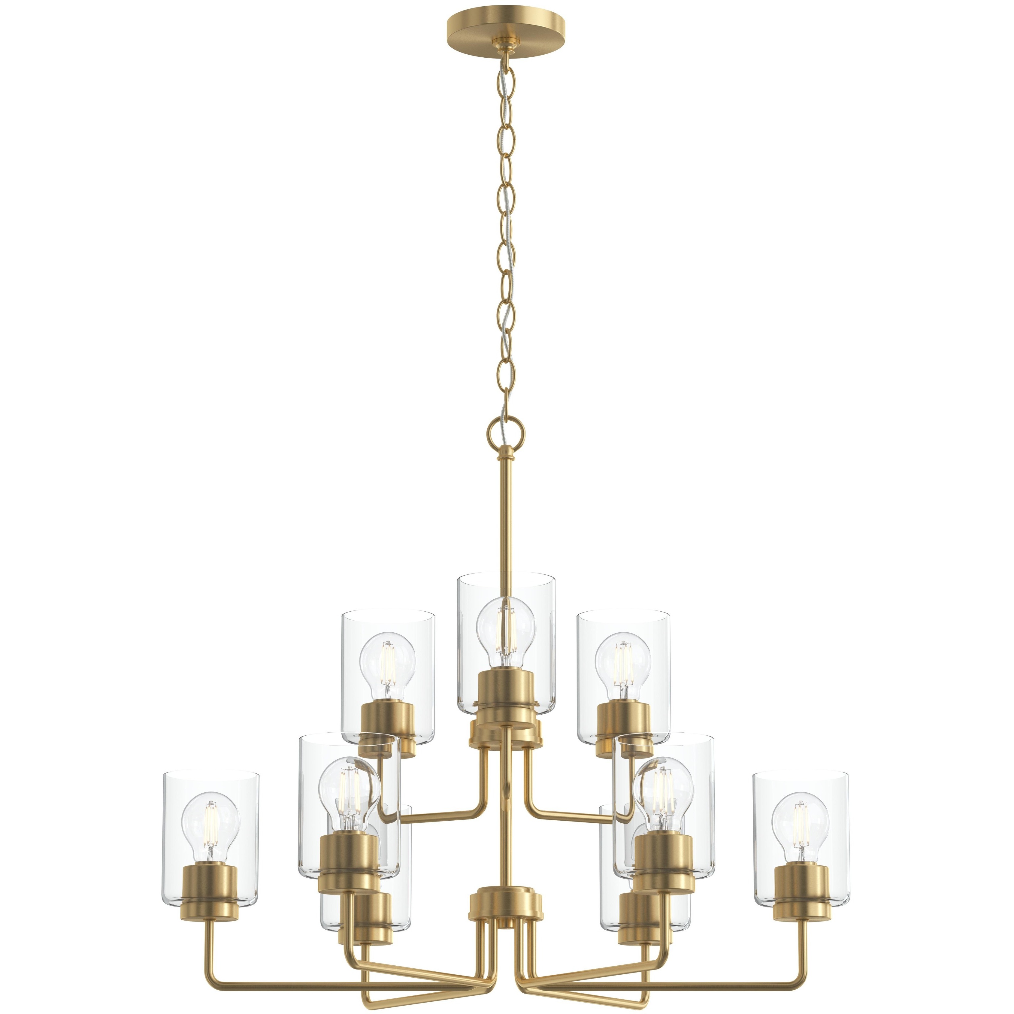 Merry 9 Light 28 inch Brushed Gold Chandelier Ceiling Light