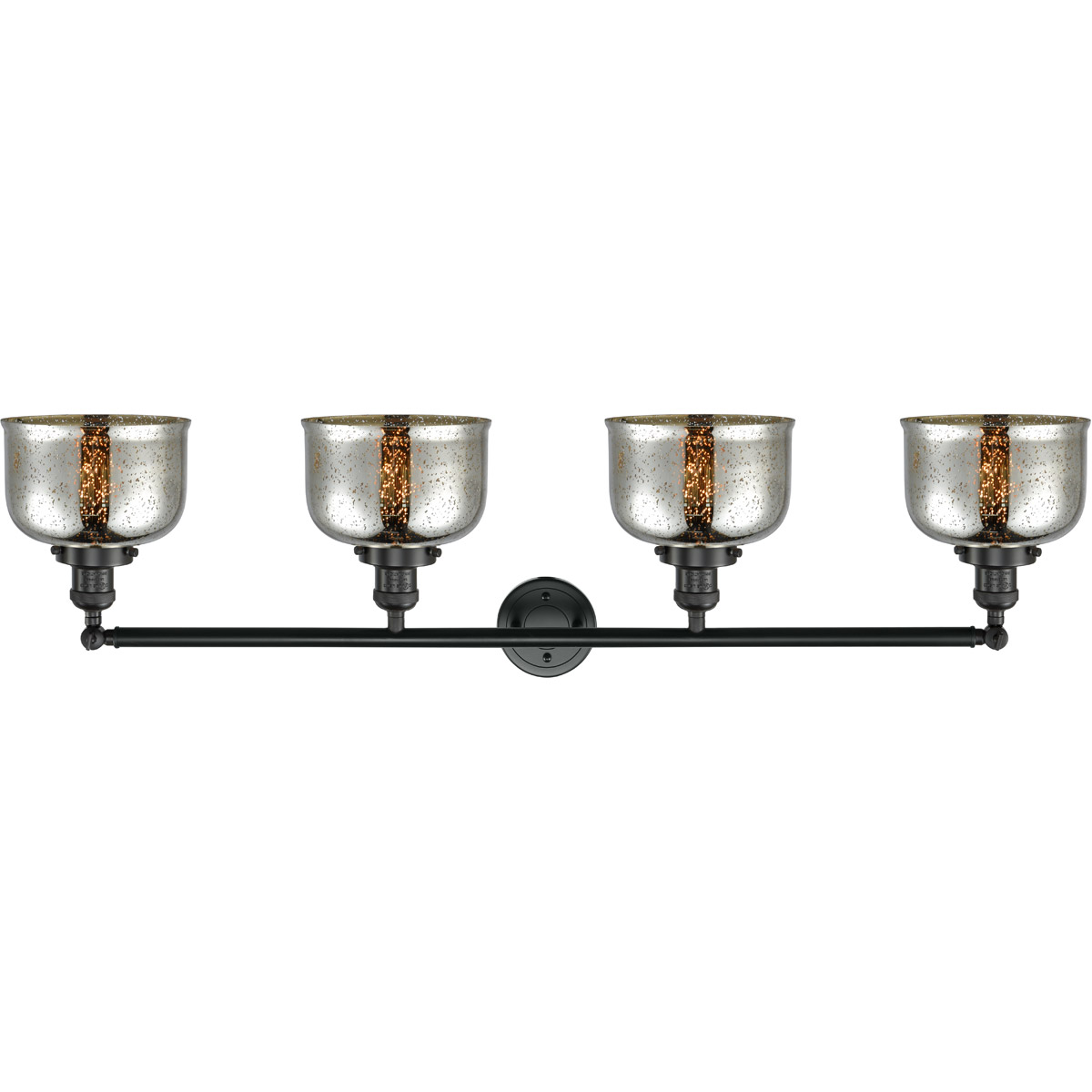 Franklin Restoration Large Bell LED 45 inch Matte Black Bath Vanity Light Wall Light in Silver Plated Mercury Glass, Franklin Restoration