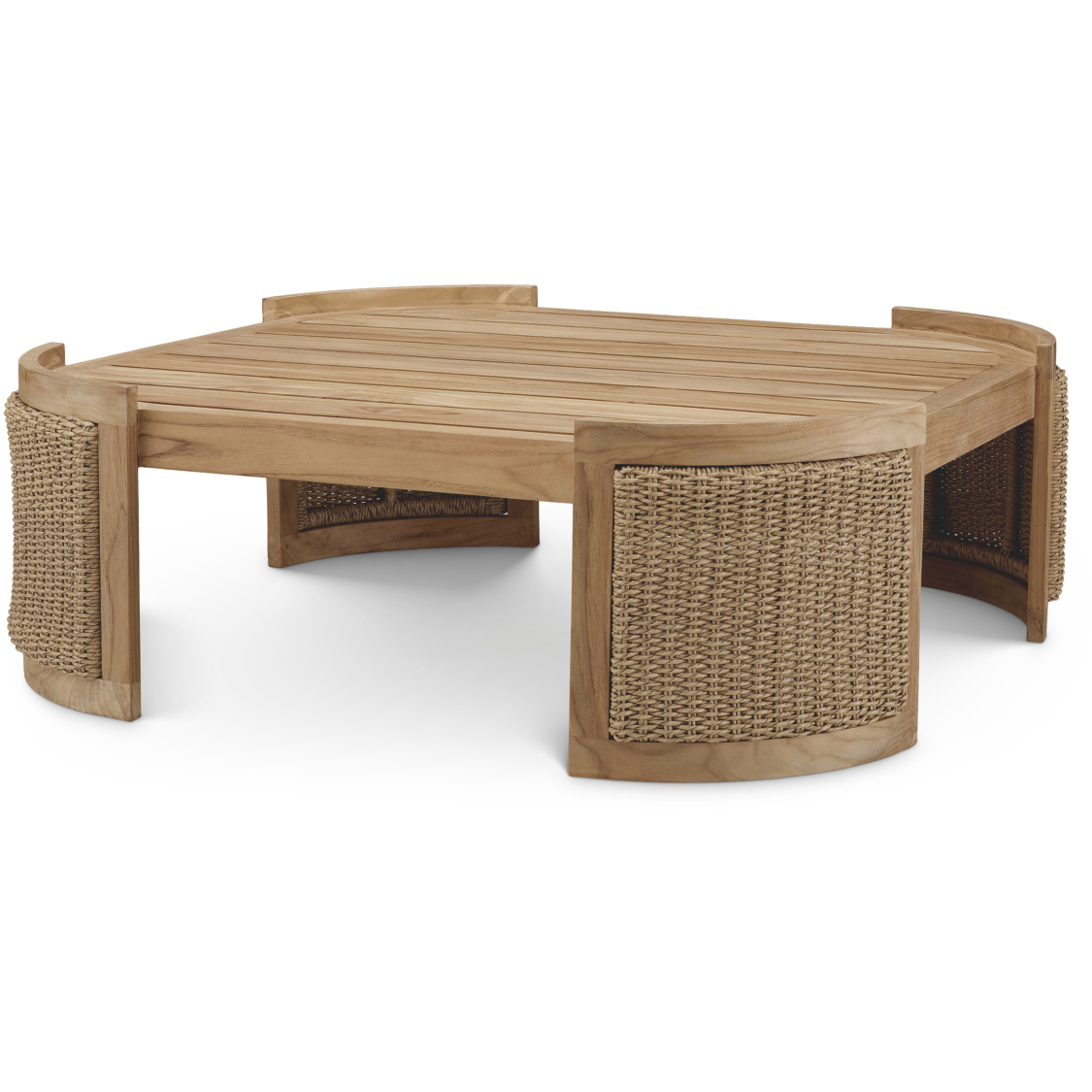 Marenzo 39.37 X 39.37 inch Natural Teak and Faux Rattan Outdoor Coffee Table