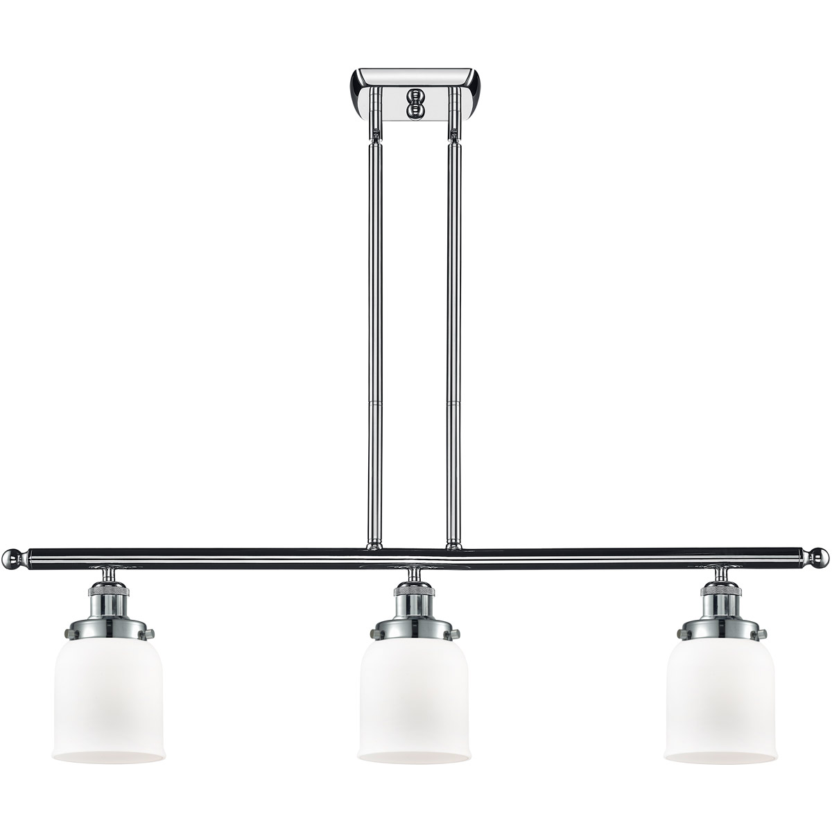 Ballston Small Bell 3 Light 36 inch Polished Chrome Island Light Ceiling Light in Matte White Glass, Ballston
