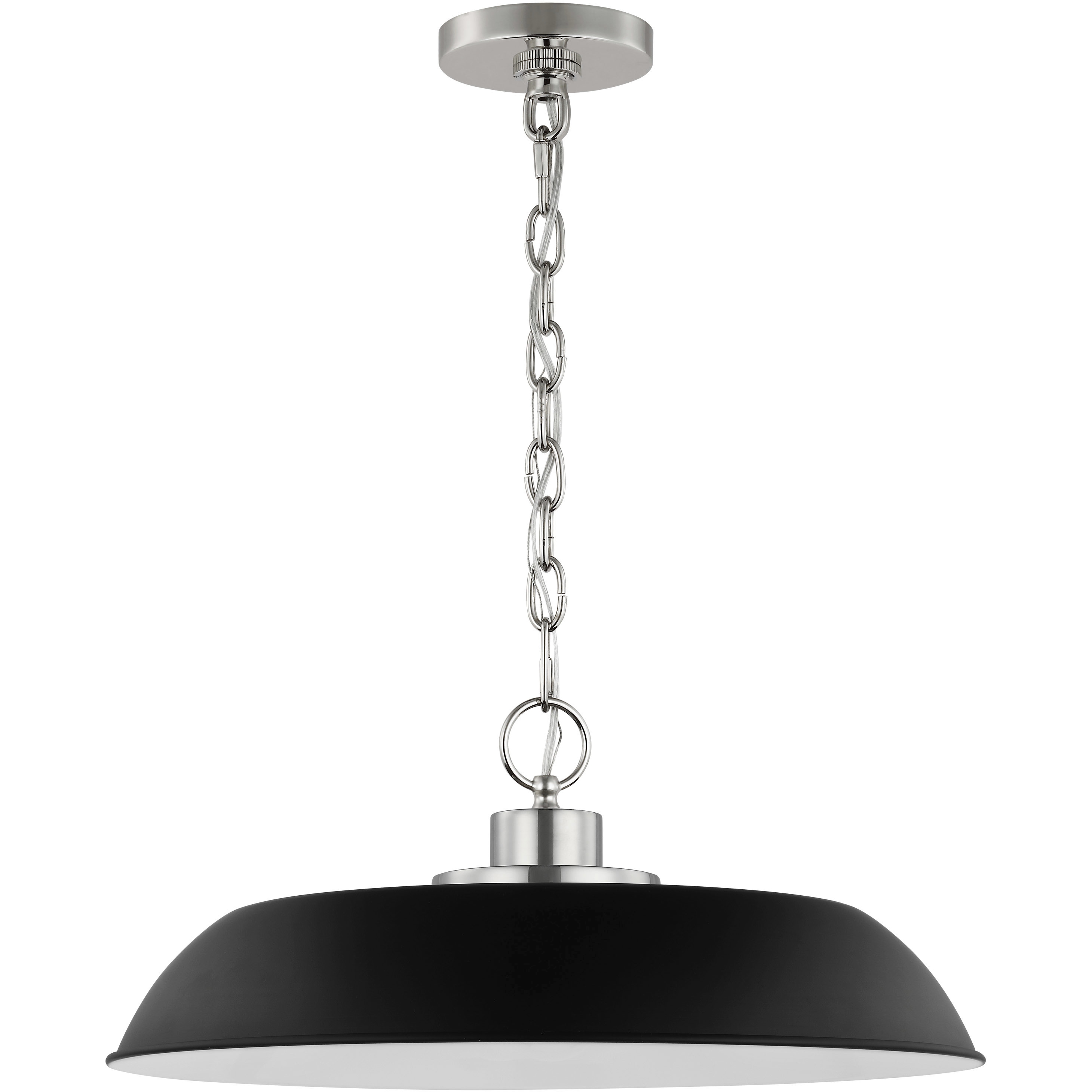 Colony 1 Light 19.88 inch Matte Black/Polished Nickel Pendant Ceiling Light