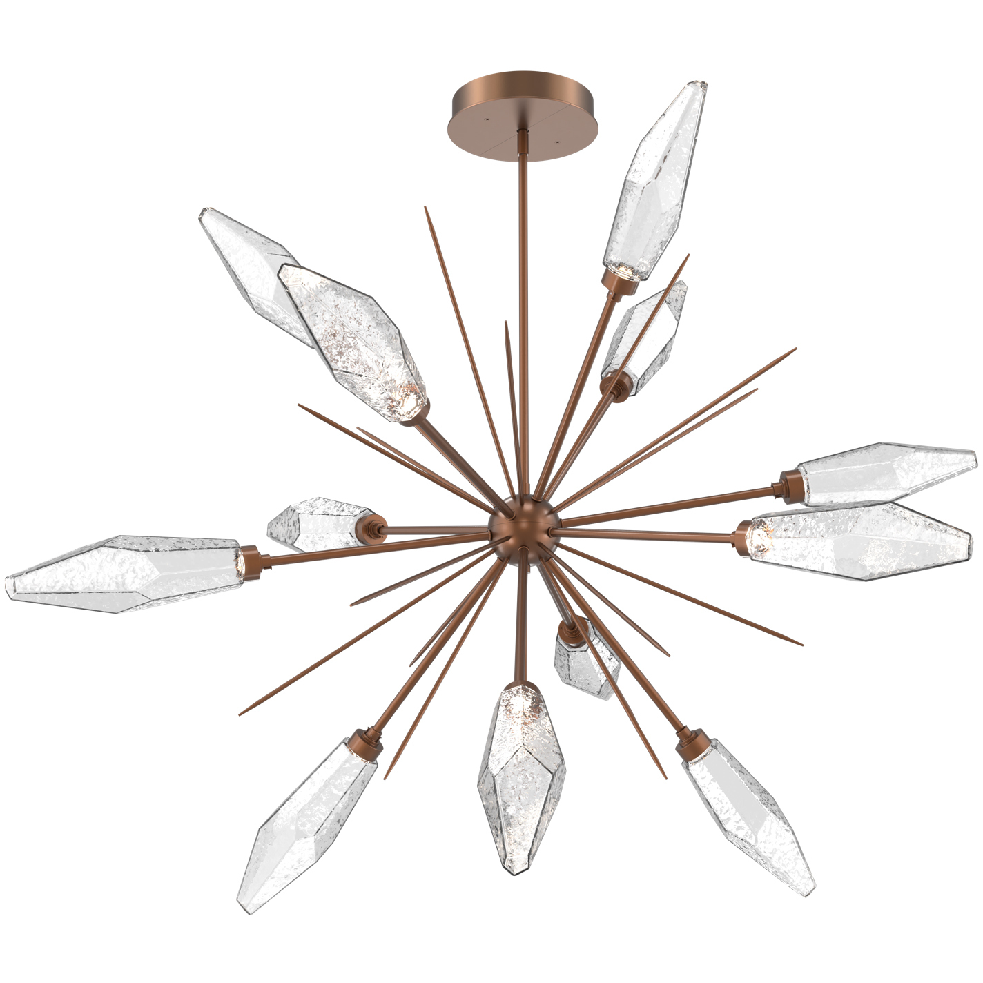 Rock Crystal LED Burnished Bronze Chandelier Ceiling Light, Starburst