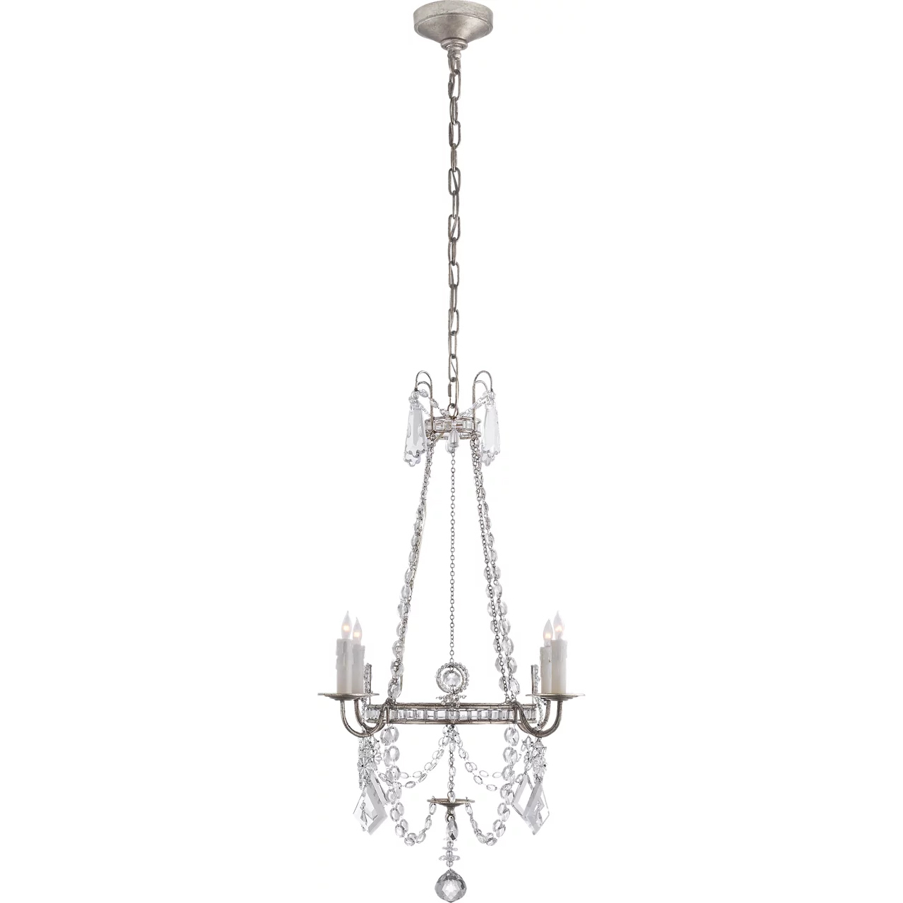 J. Randall Powers Sharon 4 Light 24 inch Burnished Silver Leaf Chandelier Ceiling Light, Small