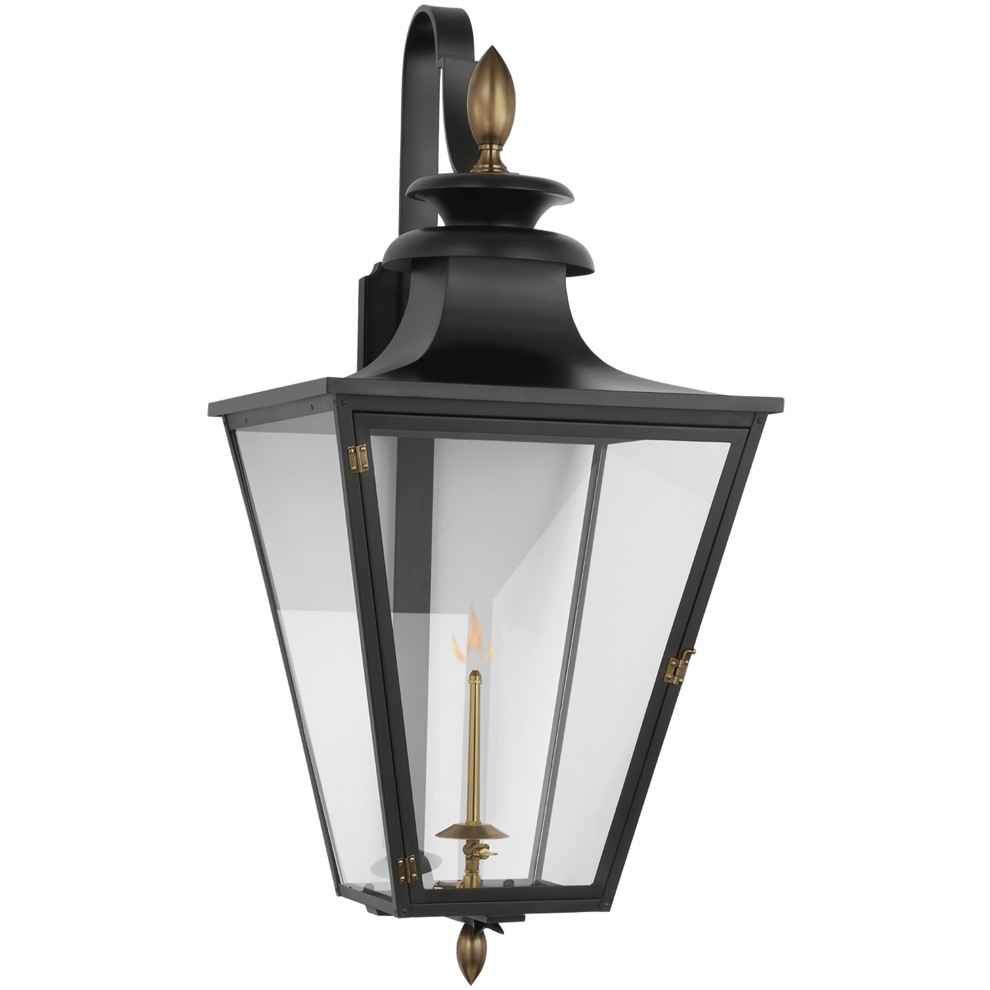 Chapman & Myers Albermarle2 1 Light 39.75 inch Matte Black and Brass Outdoor Bracketed Gas Wall Lantern, Large