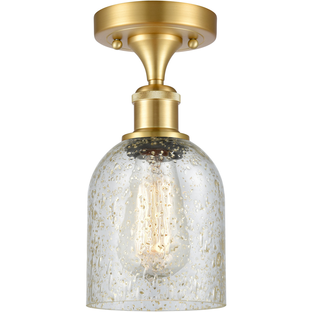 Ballston Caledonia LED 5 inch Satin Gold Semi-Flush Mount Ceiling Light in Mica Glass, Ballston
