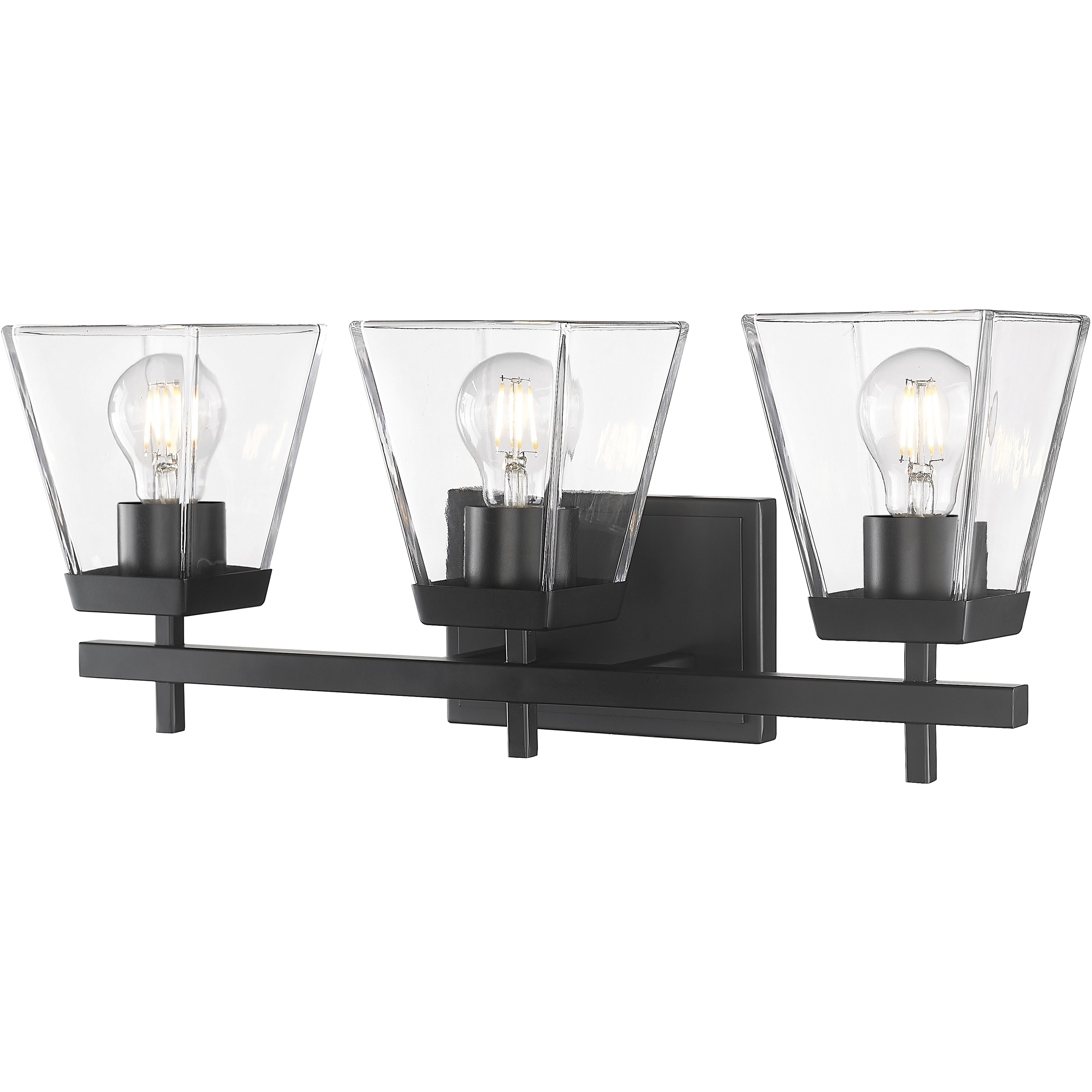 Lauren 3 Light 22 inch Matte Black Vanity Wall Light