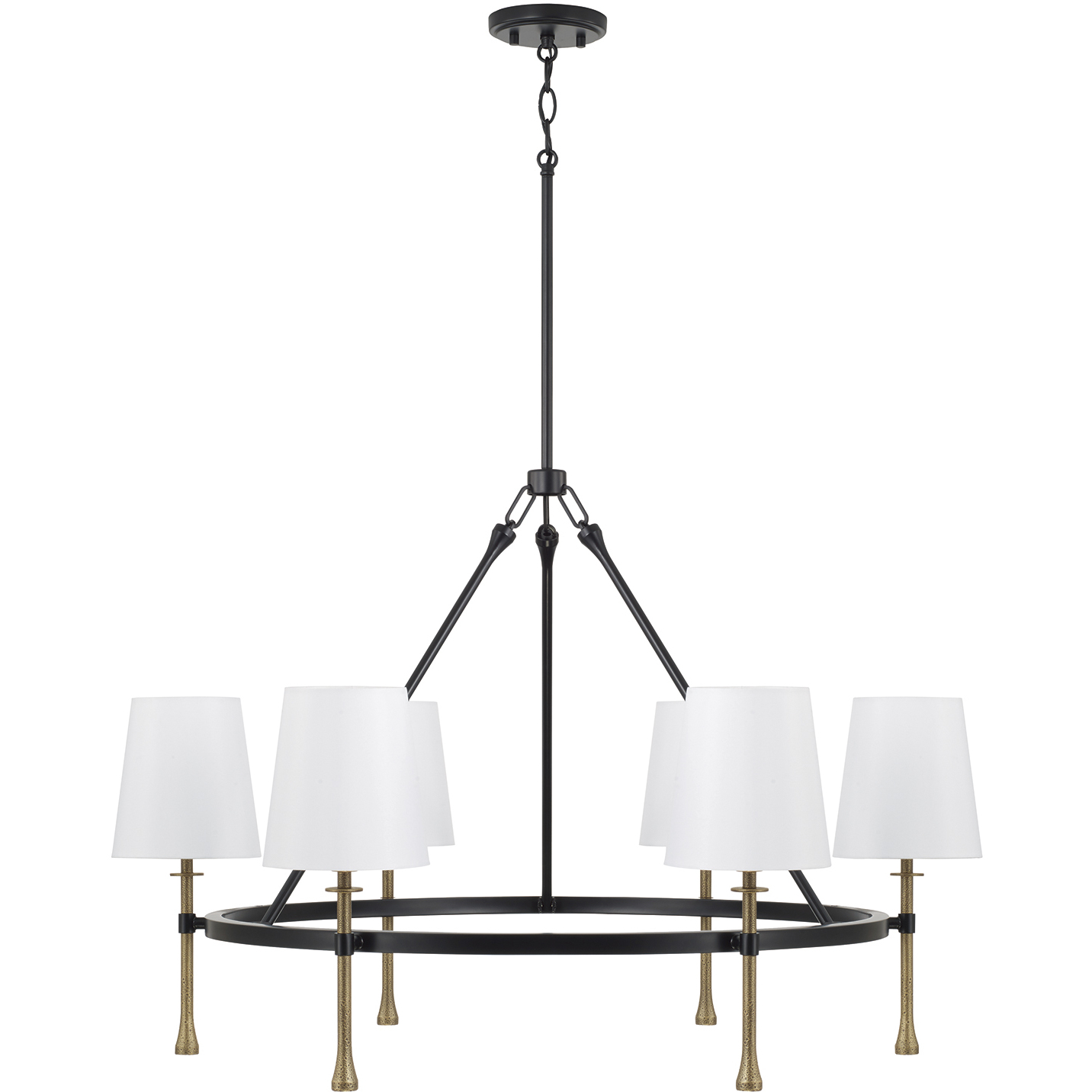 Hollis 6 Light 35 inch Matte Black with Hammered Gold Chandelier Ceiling Light