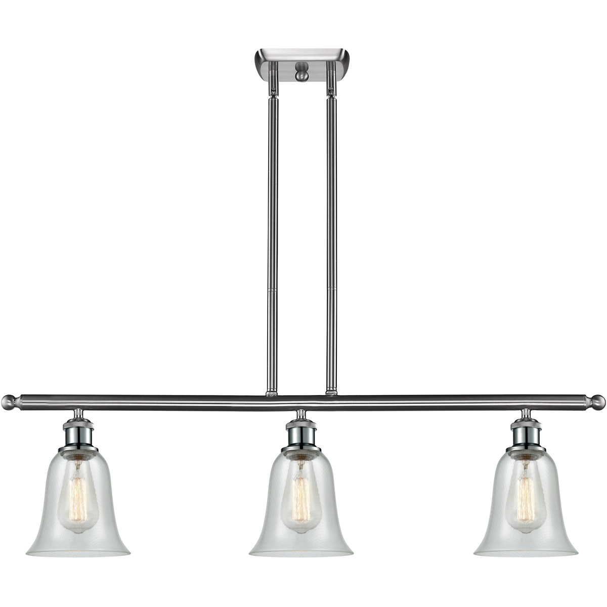 Ballston Hanover 3 Light 42 inch Brushed Satin Nickel Island Light Ceiling Light in Fishnet Glass, Ballston