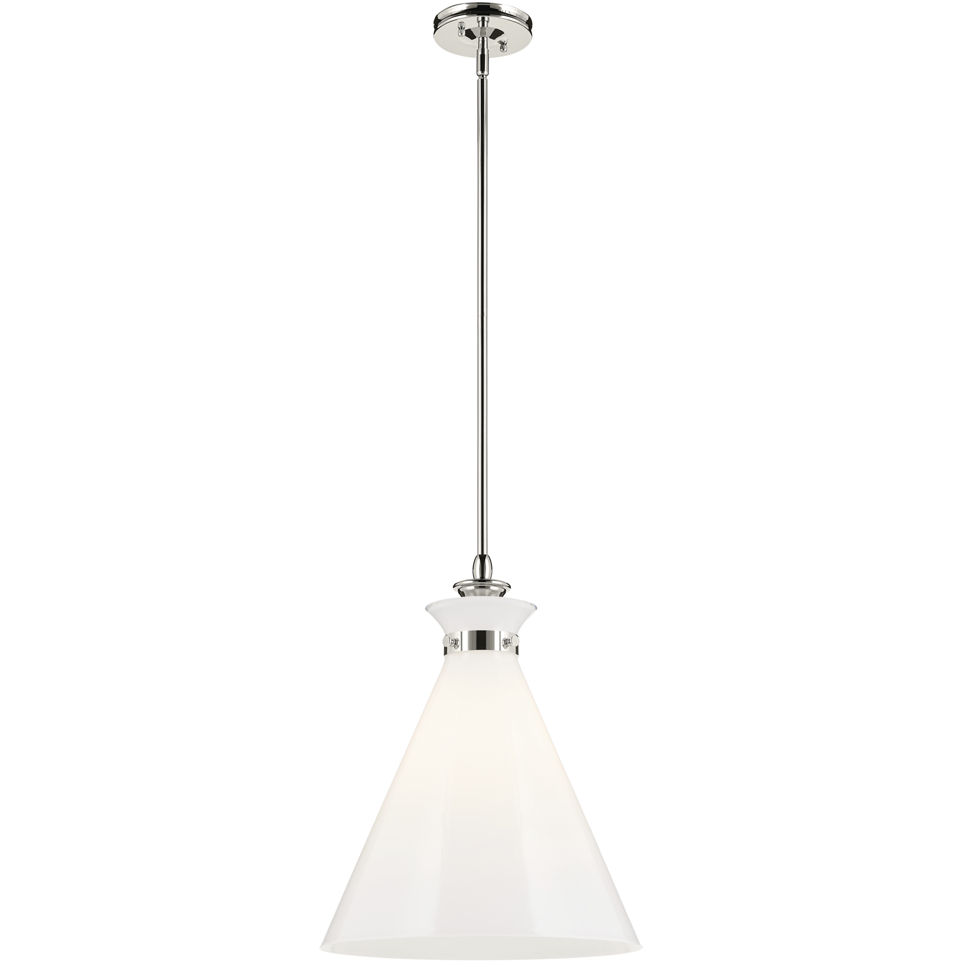 Laria 1 Light Polished Nickel Pendant Ceiling Light in Opal