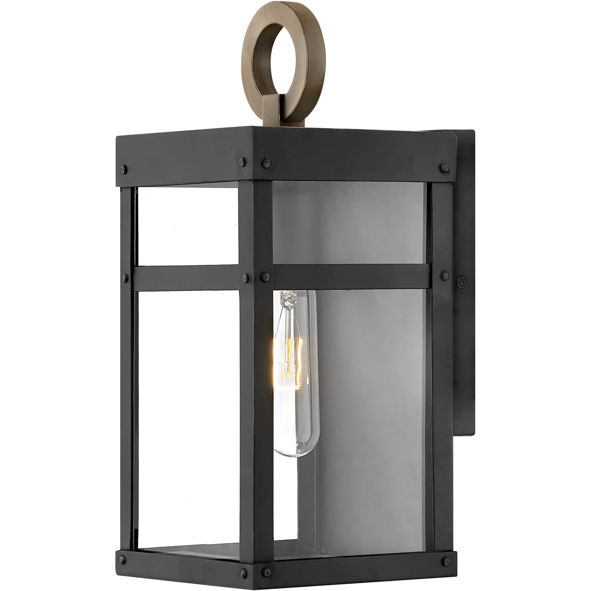 Estate Series Porter LED 13 inch Black with Burnished Bronze Outdoor Wall Mount Lantern