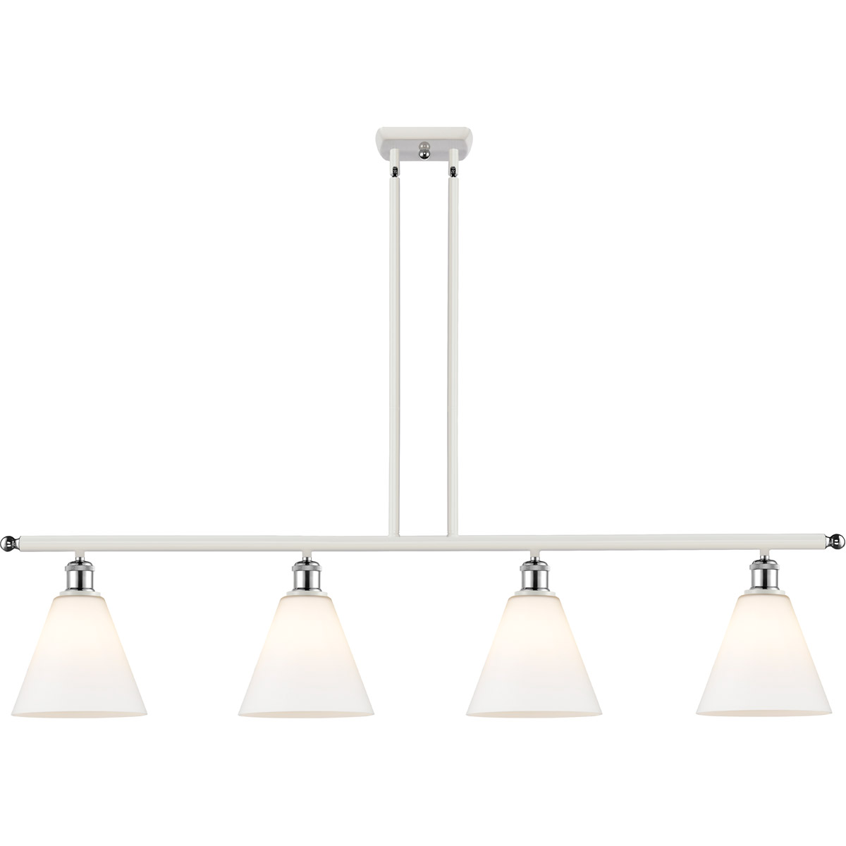 Ballston Ballston Cone LED 48 inch White and Polished Chrome Island Light Ceiling Light in Matte White Glass