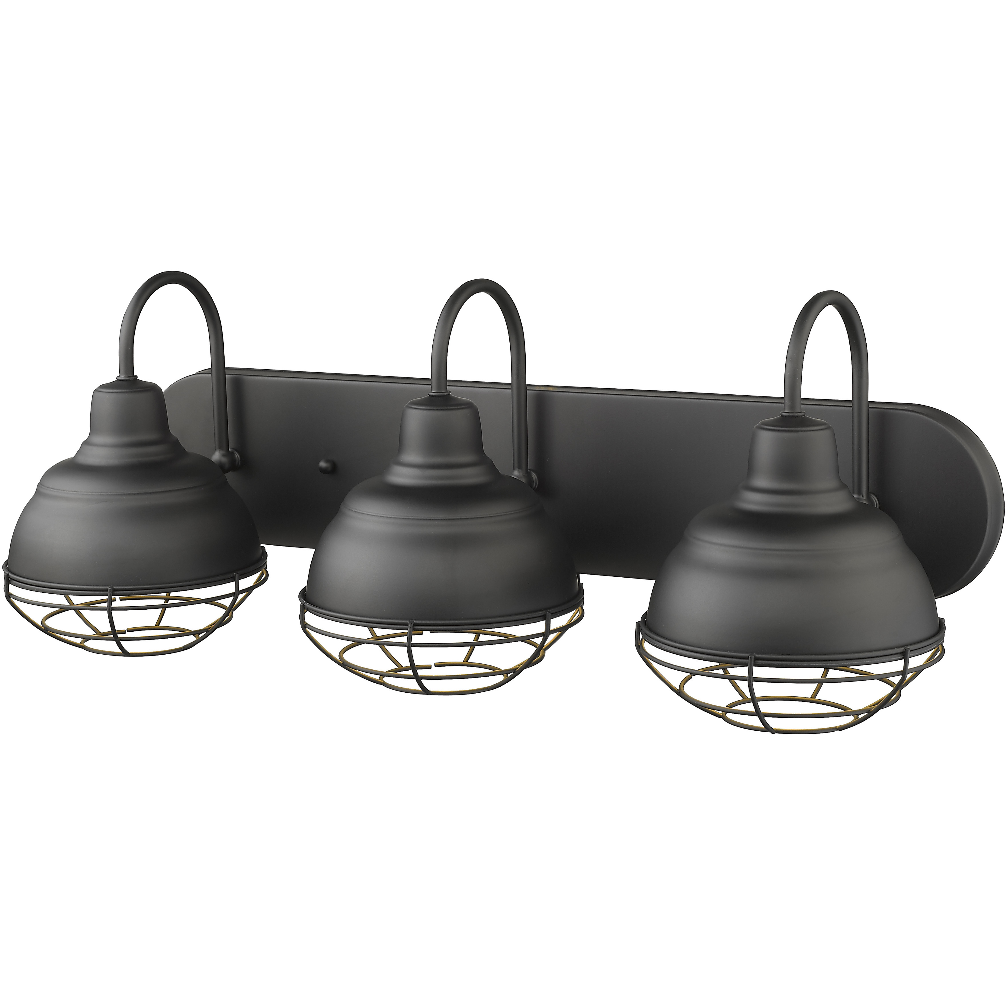 Neo-Industrial 3 Light 24.5 inch Matte Black Bathroom Vanity Light Wall Light
