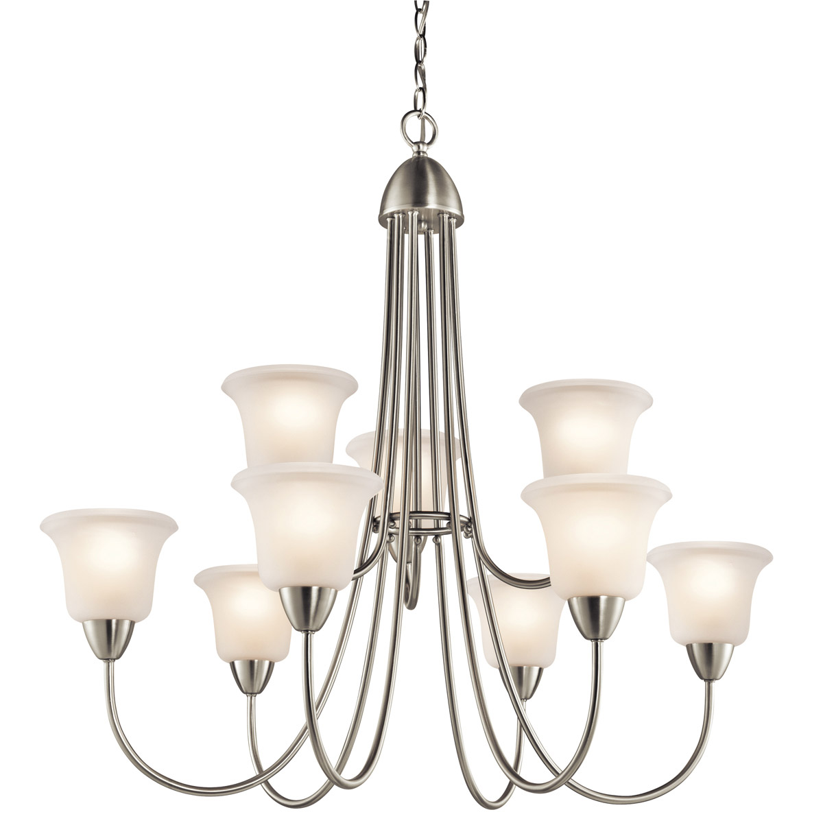 Nicholson 9 Light 34 inch Brushed Nickel Chandelier 2 Tier Ceiling Light, 2 Tier