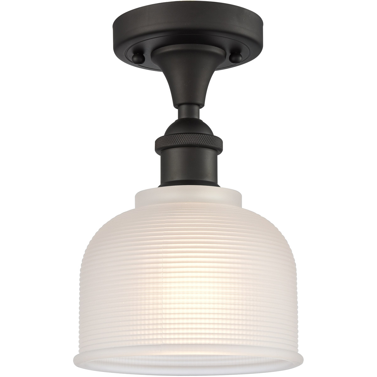 Ballston Dayton 1 Light 6 inch Oil Rubbed Bronze Semi-Flush Mount Ceiling Light in White Glass, Ballston