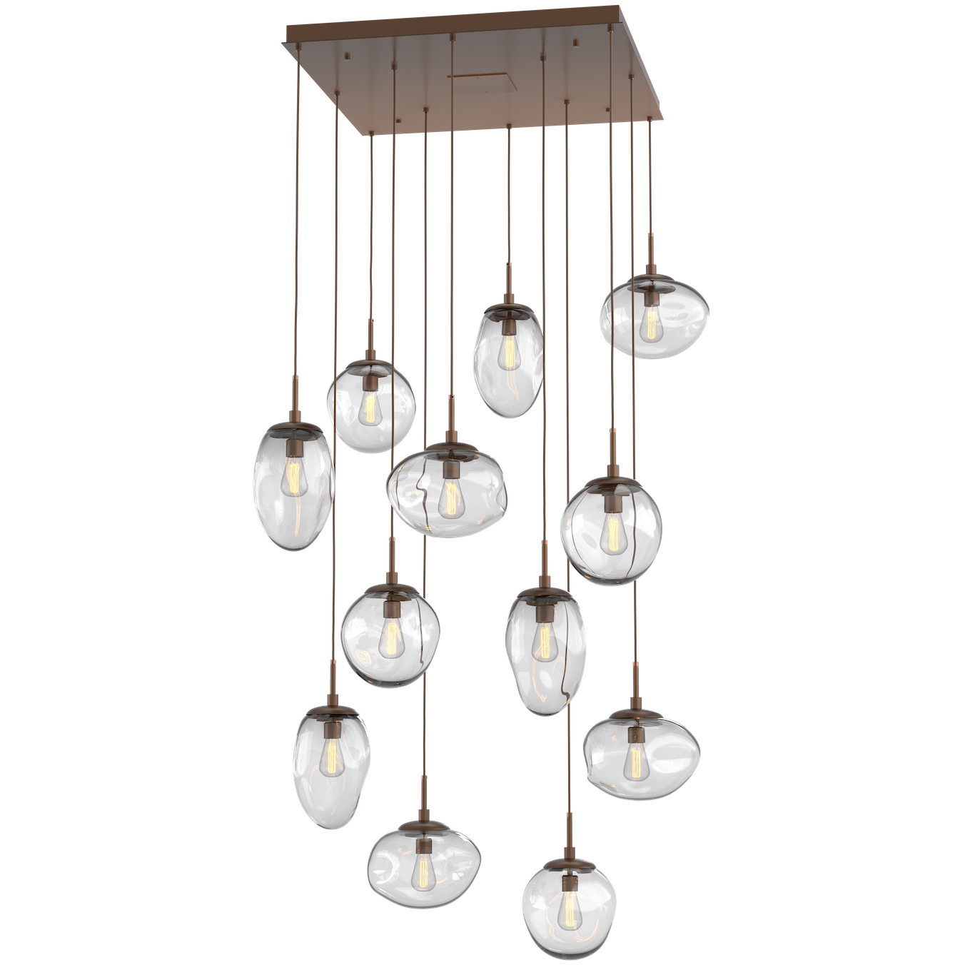 Cosmos Incandescent 12 Light Burnished Bronze Multi-Pendant Ceiling Light in Clear Cosmos