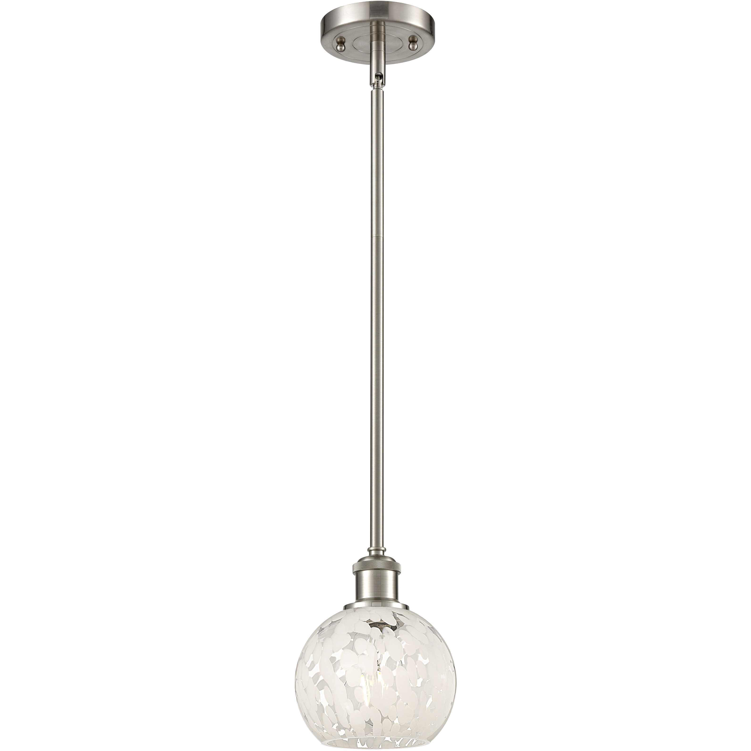 Ballston White Mouchette 1 Light 6 inch Brushed Satin Nickel Stem Hung Mini Pendant Ceiling Light