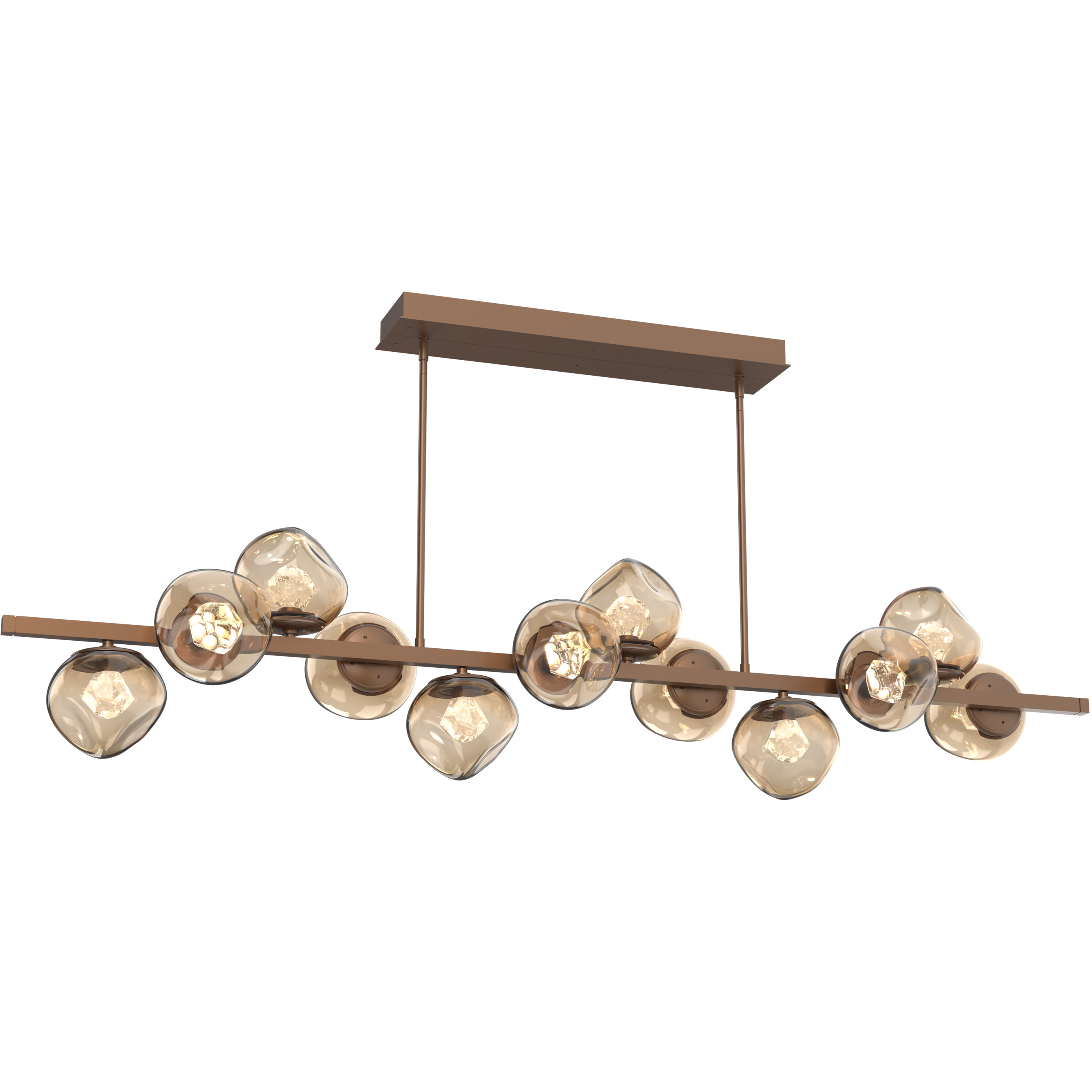 Luna LED 72 inch Burnished Bronze Chandelier Ceiling Light in 3000K LED, Zircon Inner - Bronze Outer, Twisted Branch