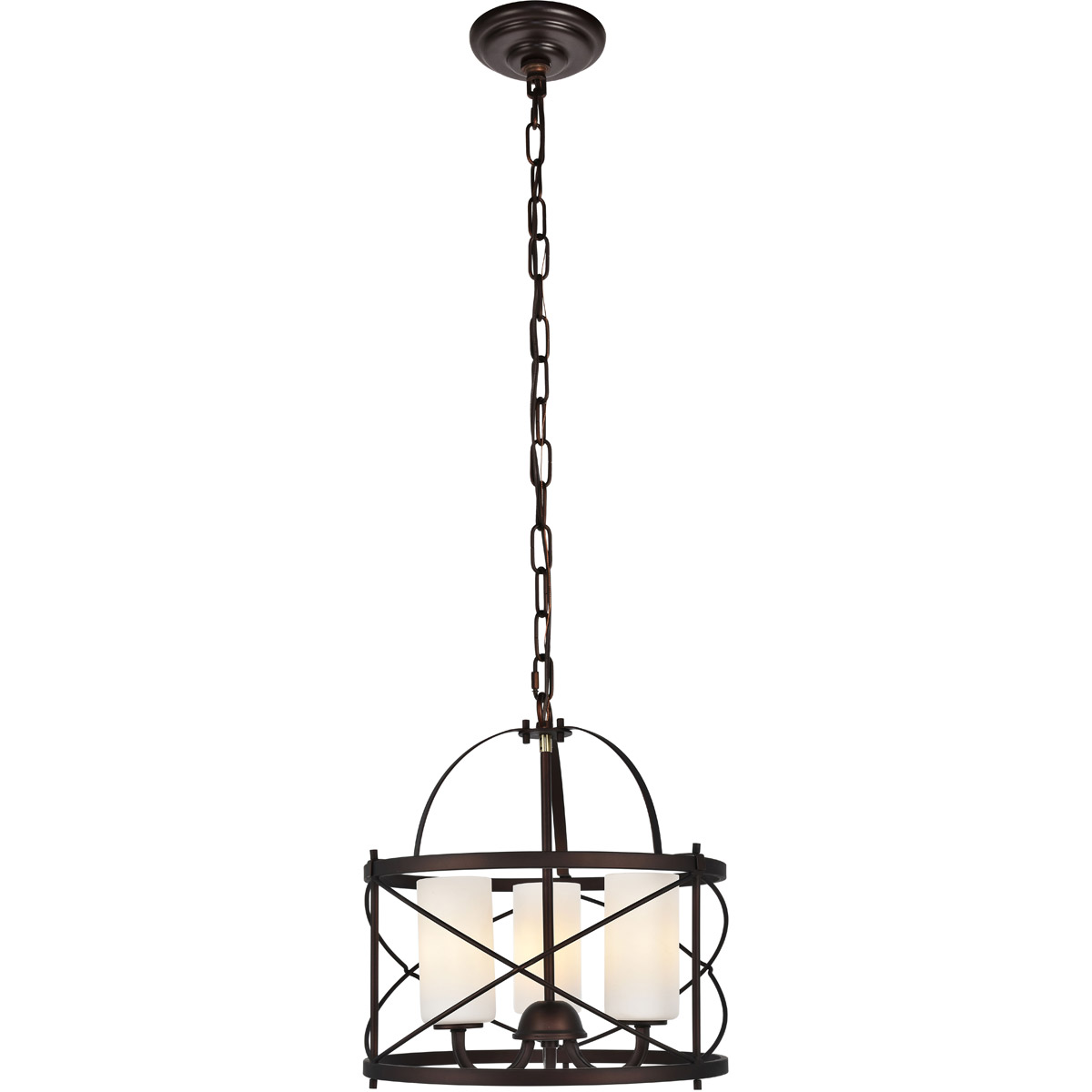 Wren 3 Light 15.8 inch Dark Copper Brown and White Pendant Ceiling Light