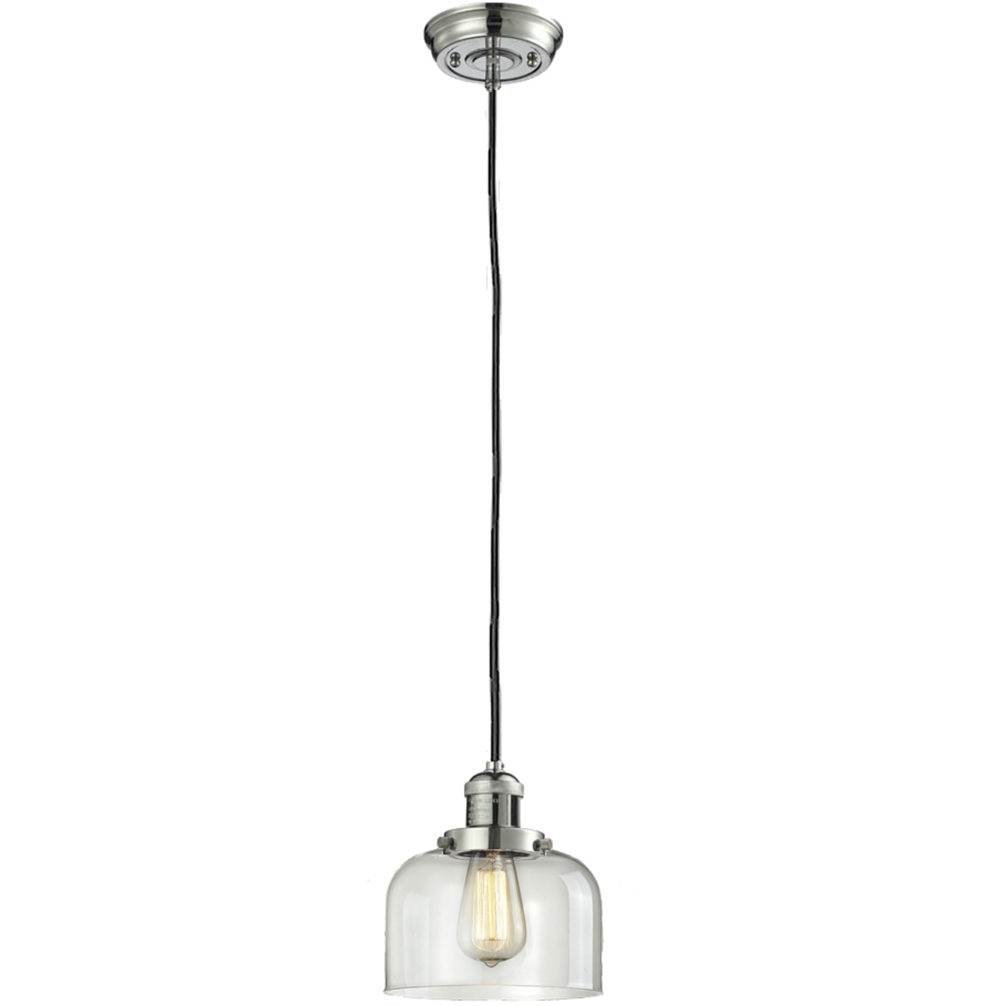 Franklin Restoration Bell LED 8 inch Polished Nickel Mini Pendant Ceiling Light in Clear, Franklin Restoration