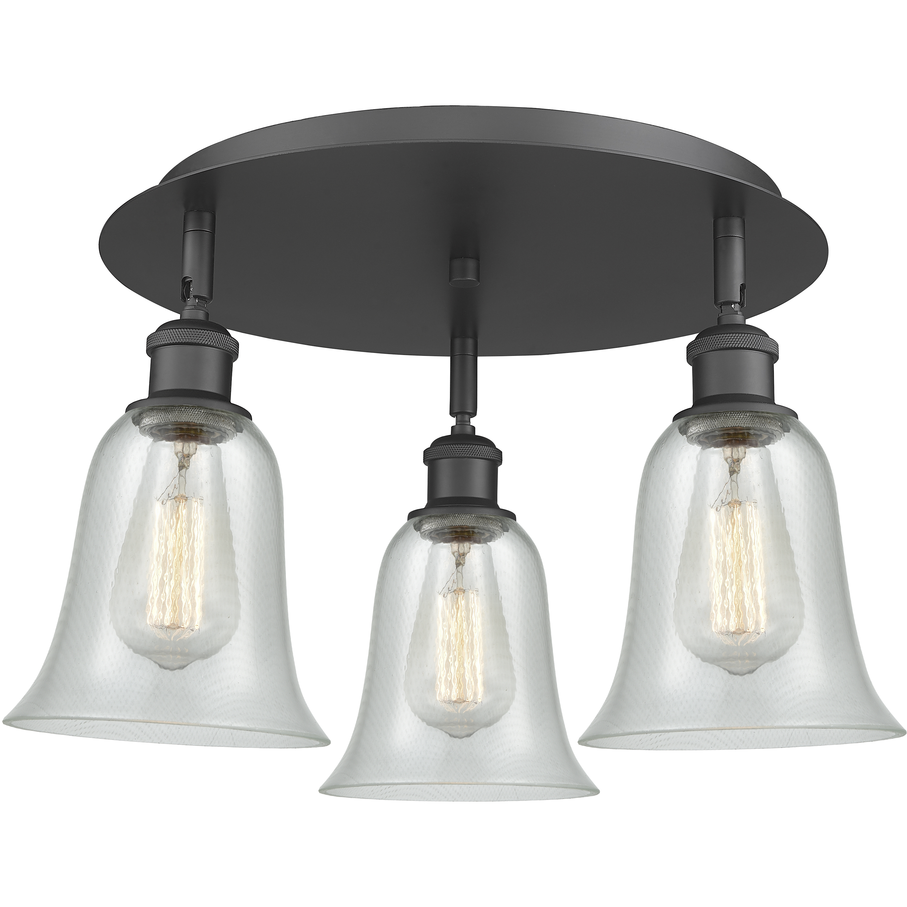 Hanover 3 Light 18 inch Matte Black Flush Mount Ceiling Light in Fishnet
