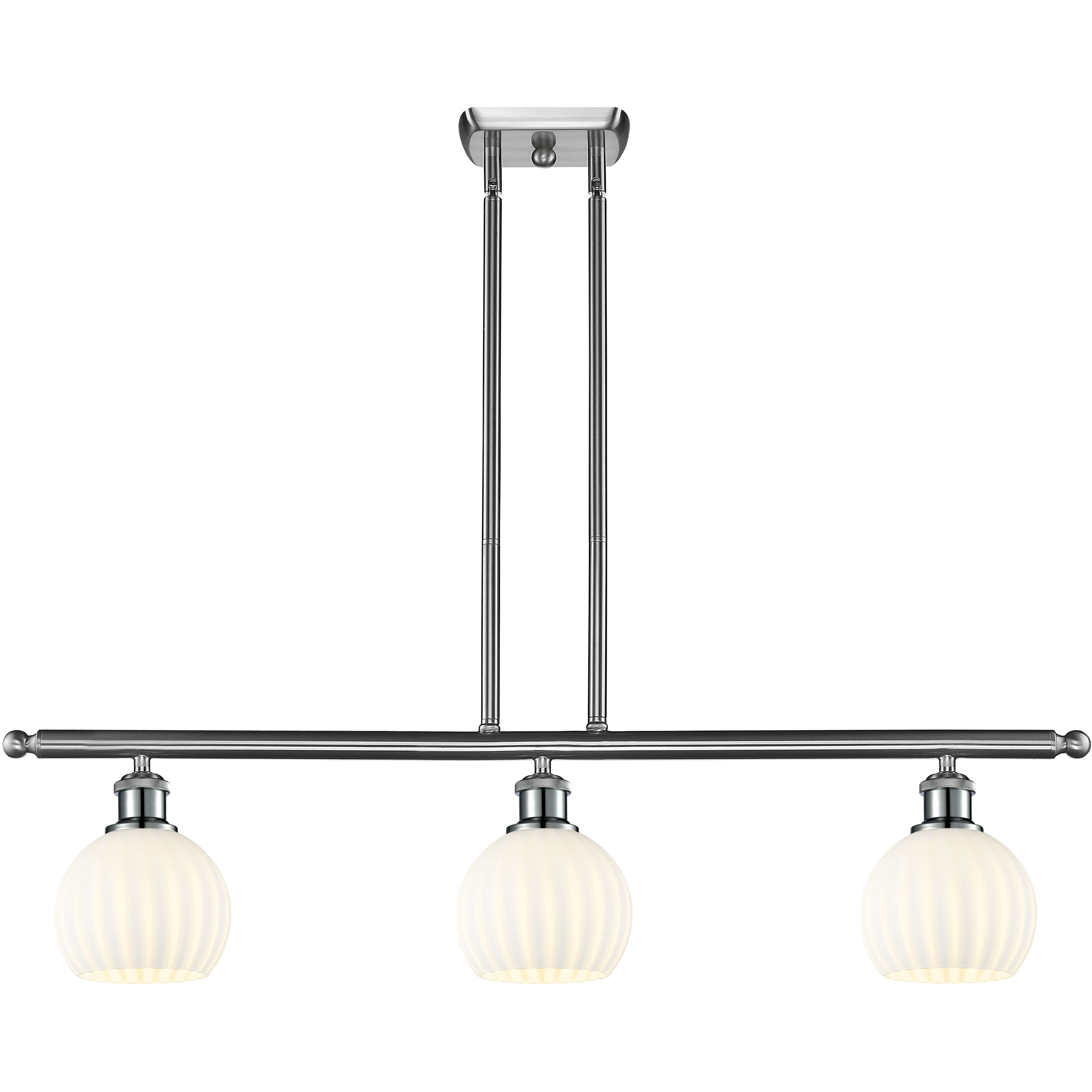 Ballston White Venetian 3 Light 36 inch Brushed Satin Nickel Stem Hung Island Light Ceiling Light