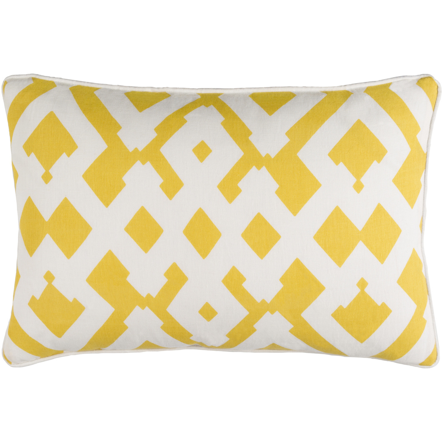 Large Zig Zag 20 X 13 inch Cream/Mustard Lumbar Pillow in 13 x 20
