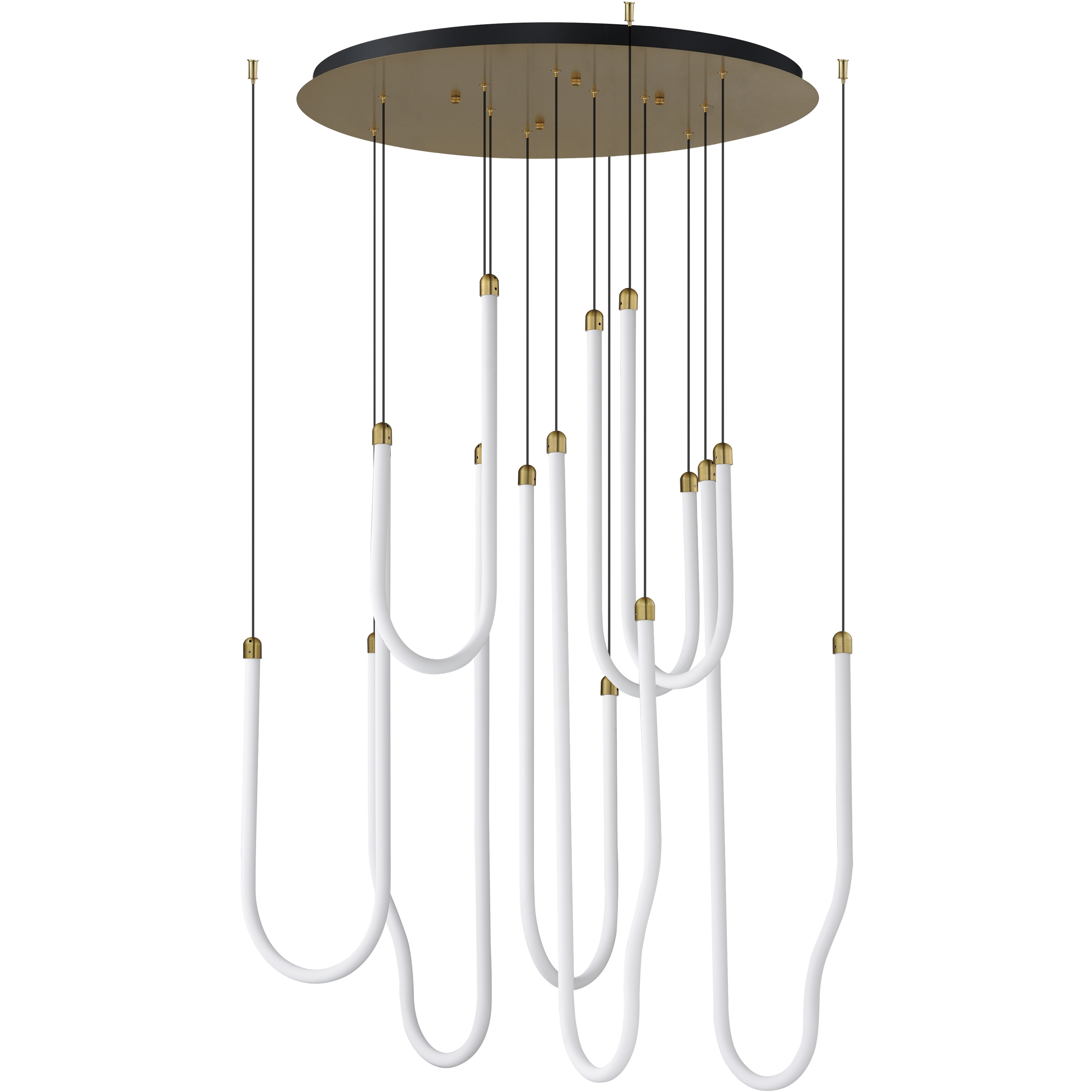 Soleil LED 35.5 inch Natural Aged Brass Multi-Light Pendant Ceiling Light