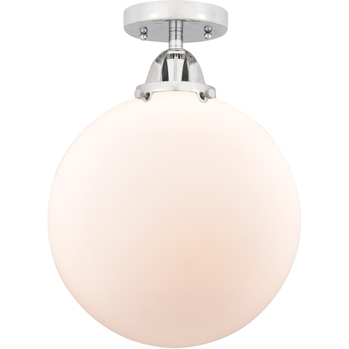 Nouveau 2 Beacon LED 12 inch Polished Chrome Semi-Flush Mount Ceiling Light in Matte White Glass
