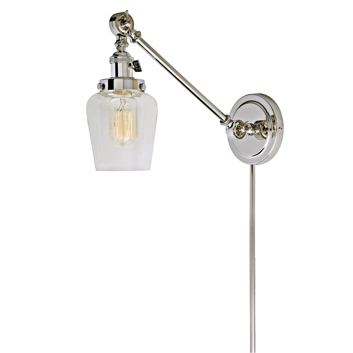 Soho Liberty 22 inch 100 watt Polished Nickel Swing Arm Wall Sconce Wall Light in Clear Glass, 9, Double Swivel