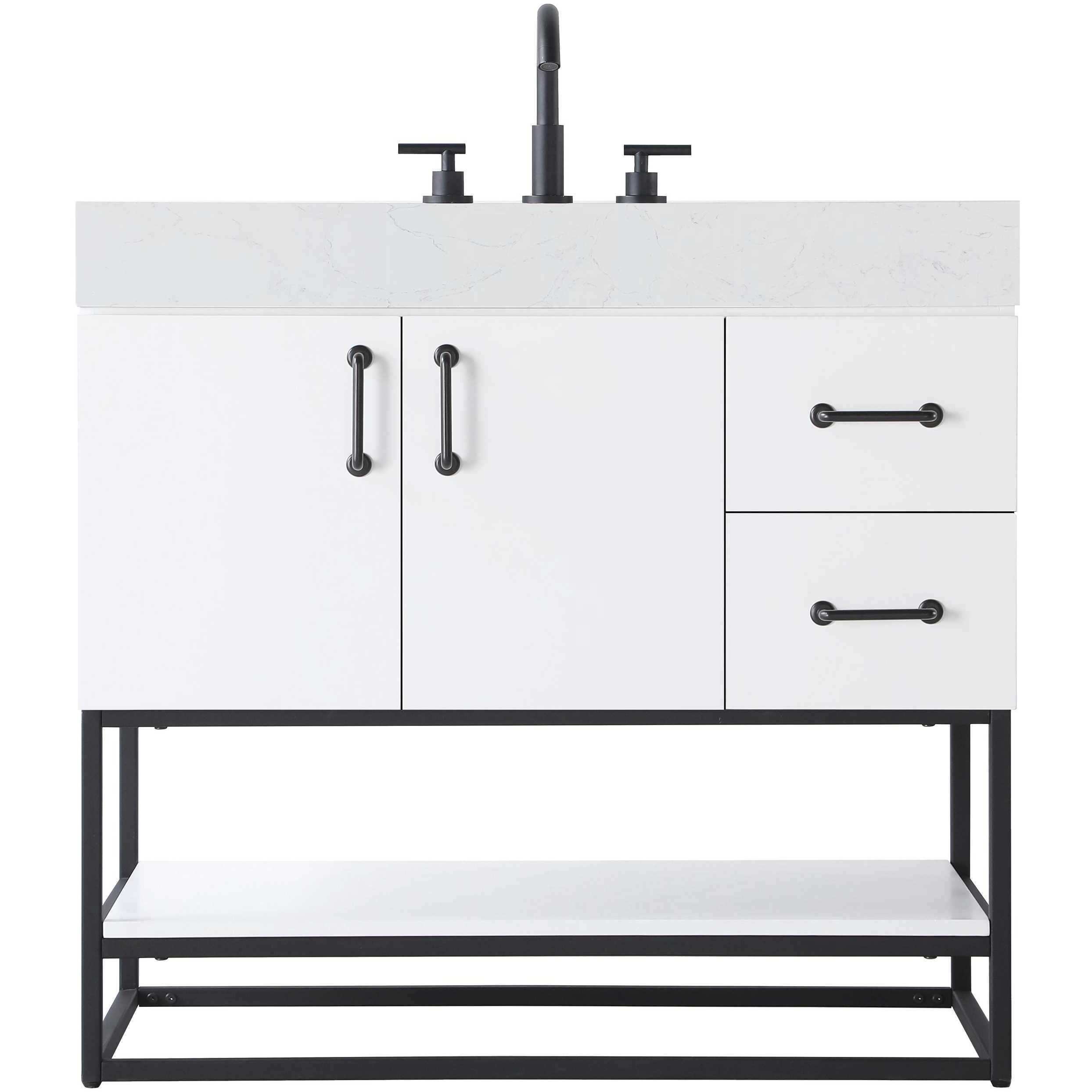 Caroline 36 X 34 inch White Bathroom Vanity Cabinet