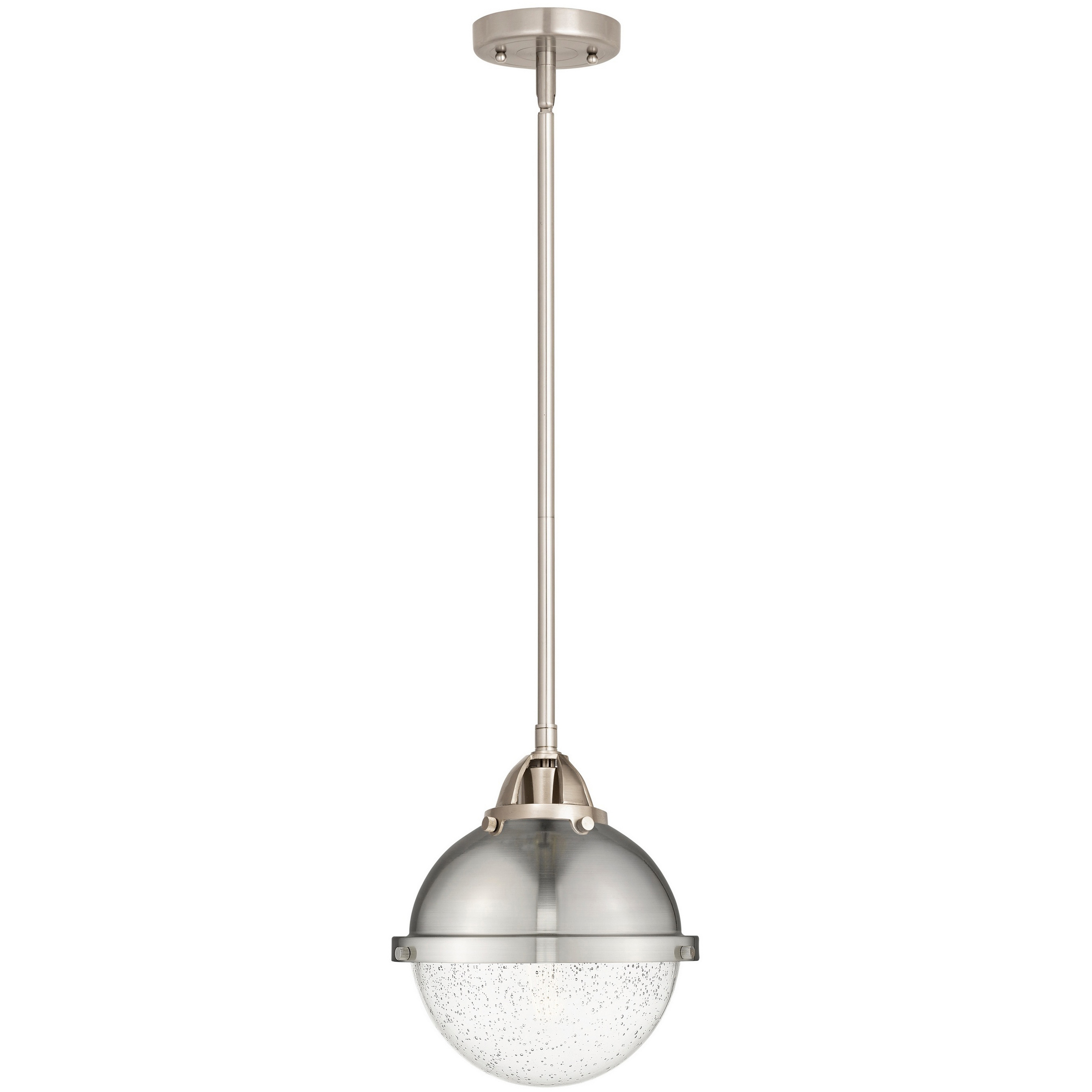 Nouveau 2 Hampden 1 Light 9 inch Brushed Satin Nickel Mini Pendant Ceiling Light in Seedy Glass