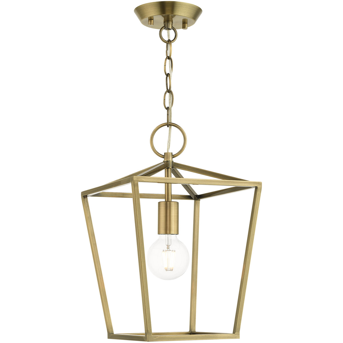 Devone 1 Light 10 inch Antique Brass Convertible Semi Flush/Lantern Ceiling Light