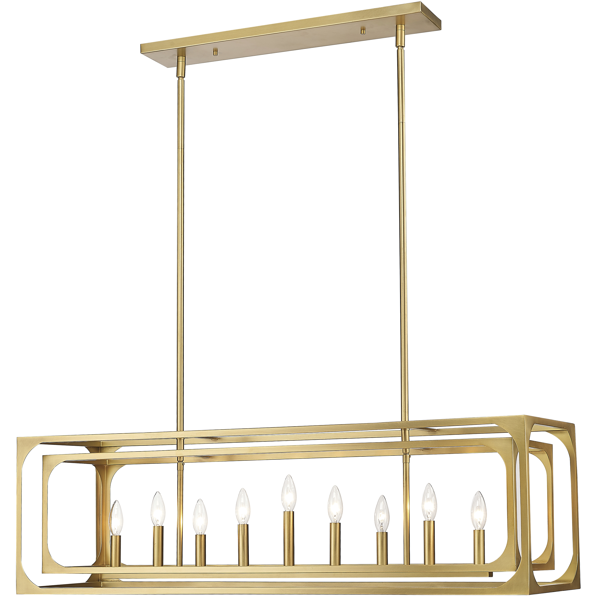 Easton 9 Light 44 inch Rubbed Brass Linear Chandelier Ceiling Light