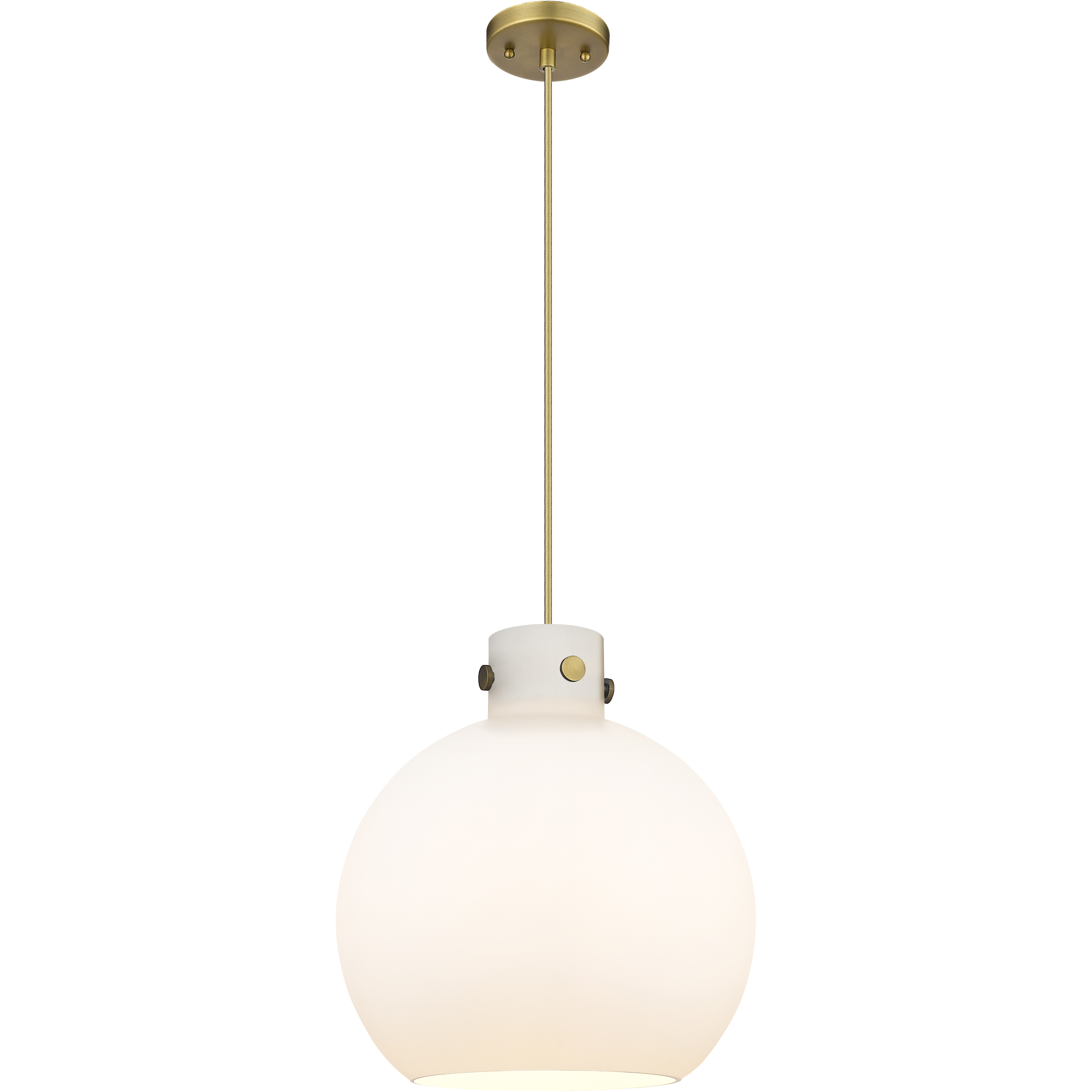 Newton Sphere 1 Light 14 inch Brushed Brass Pendant Ceiling Light in Matte White Glass