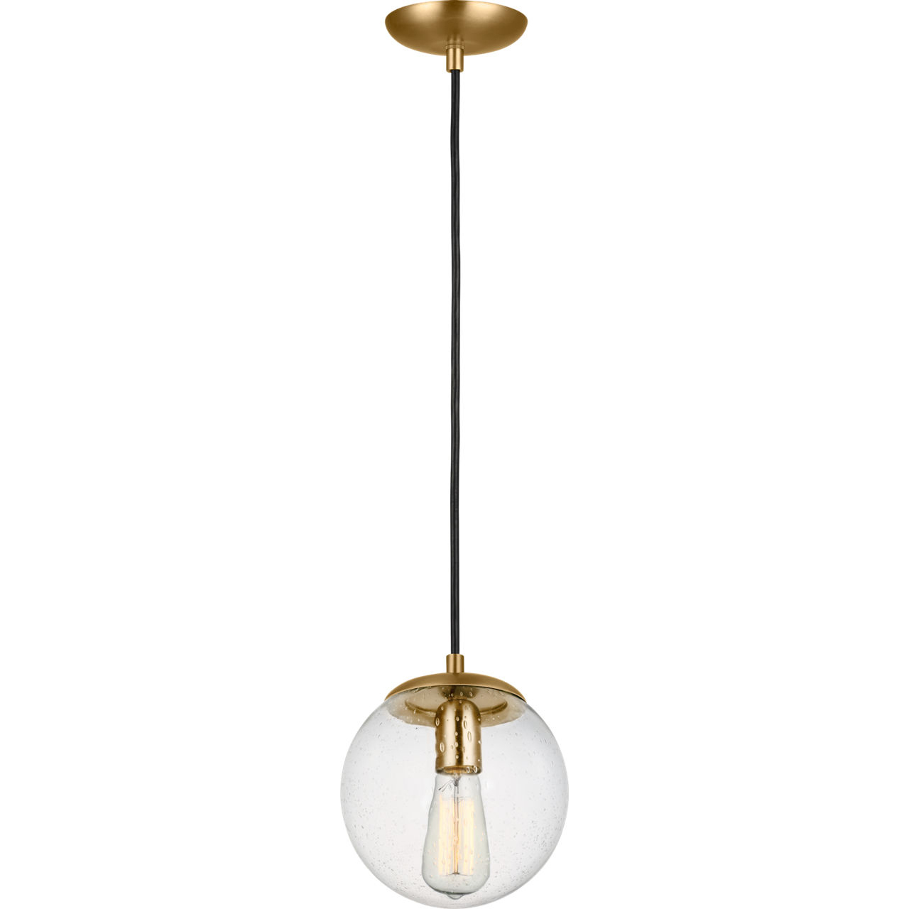 Leo - Hanging Globe 1 Light 8 inch Satin Brass Pendant Ceiling Light