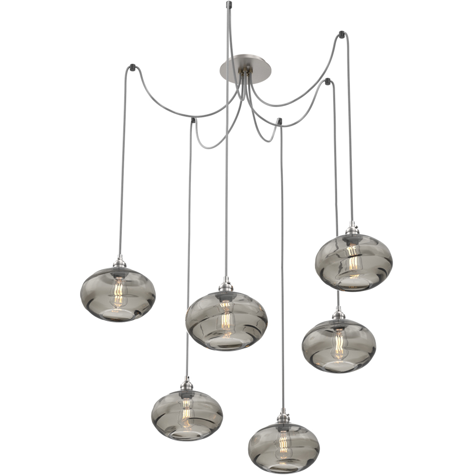 Coppa 6 Light 17 inch Metallic Beige Silver Swag Multi-Pendant Ceiling Light in Smoke Optic