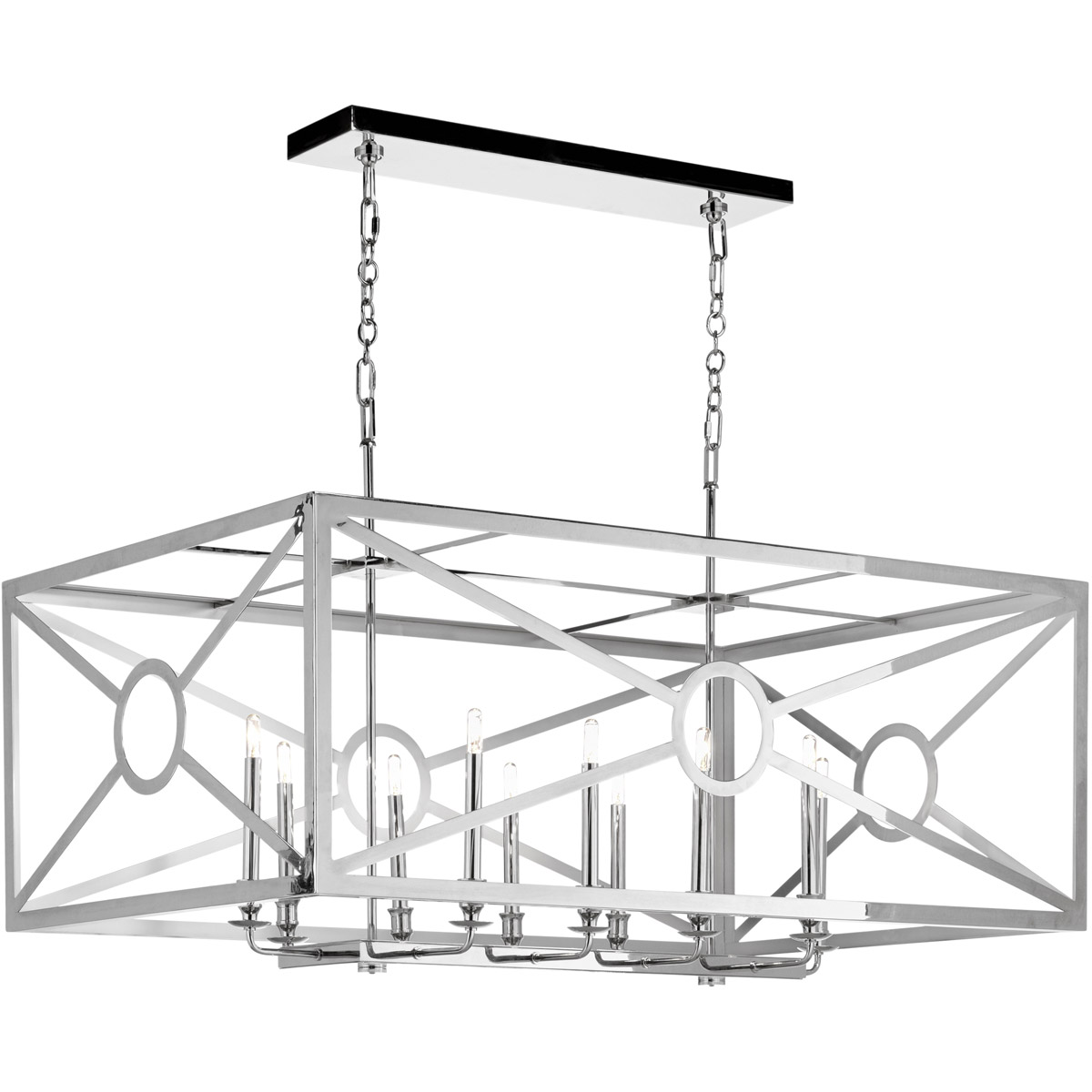 Matthew Frederick International 10 Light 50.3 inch Polished Nickel Chandelier Ceiling Light