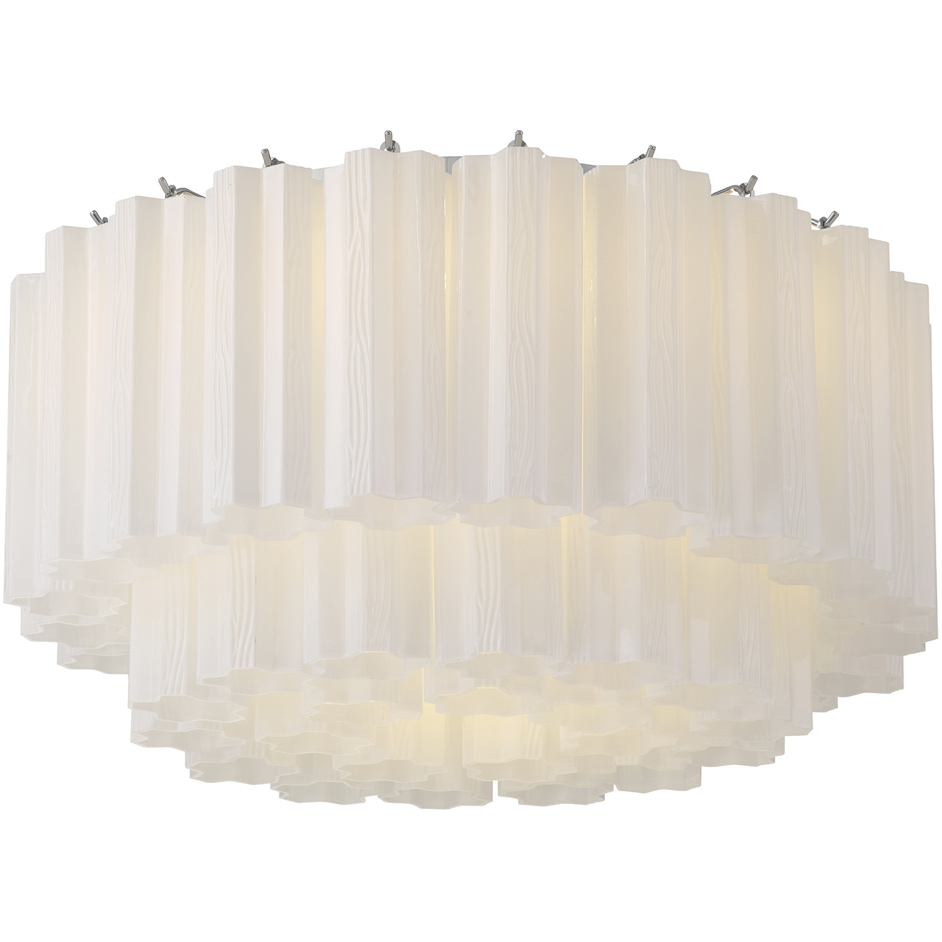 Addis 7 Light 22.25 inch Polished Chrome Flush Ceiling Light in Tronchi Glass White