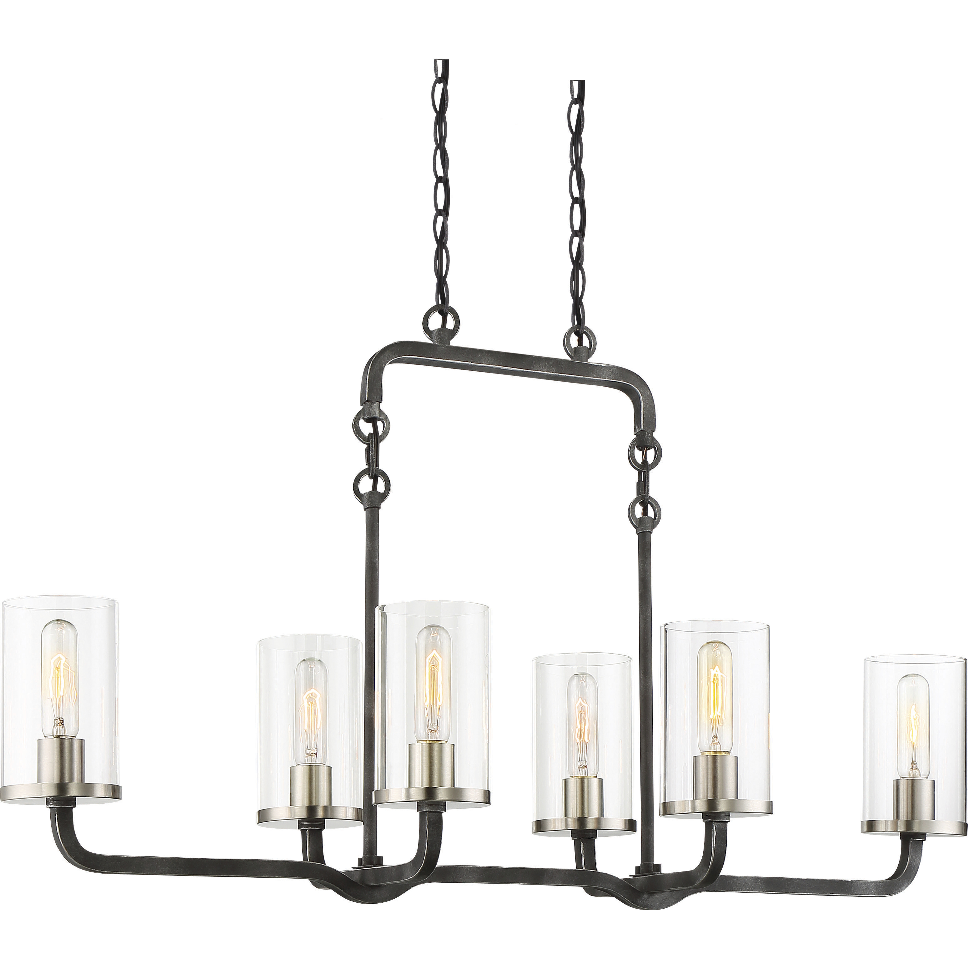 Sherwood 6 Light 38 inch Iron Black and Brushed Nickel Accents Island Pendant Ceiling Light