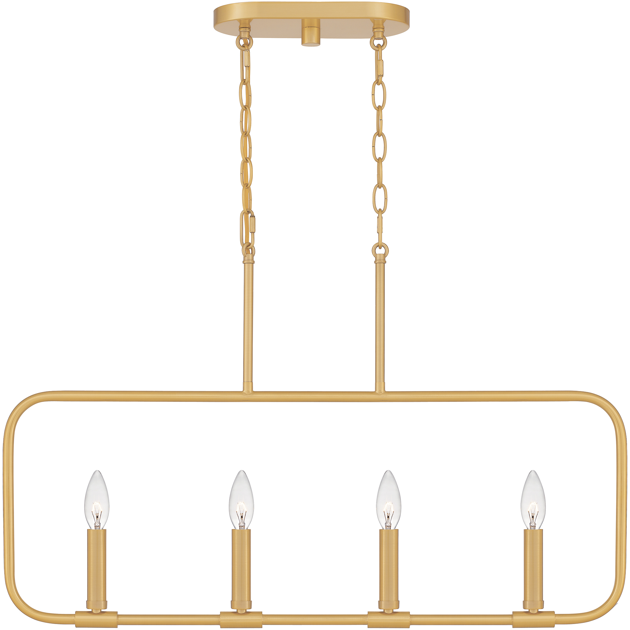 Abner 4 Light 32 inch Aged Brass Linear Chandelier Ceiling Light