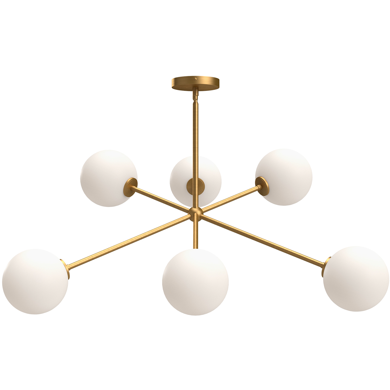 Alora Mood Cassia 6 Light 39.5 inch Aged Gold Chandelier Ceiling Light in Matte Opal Glass