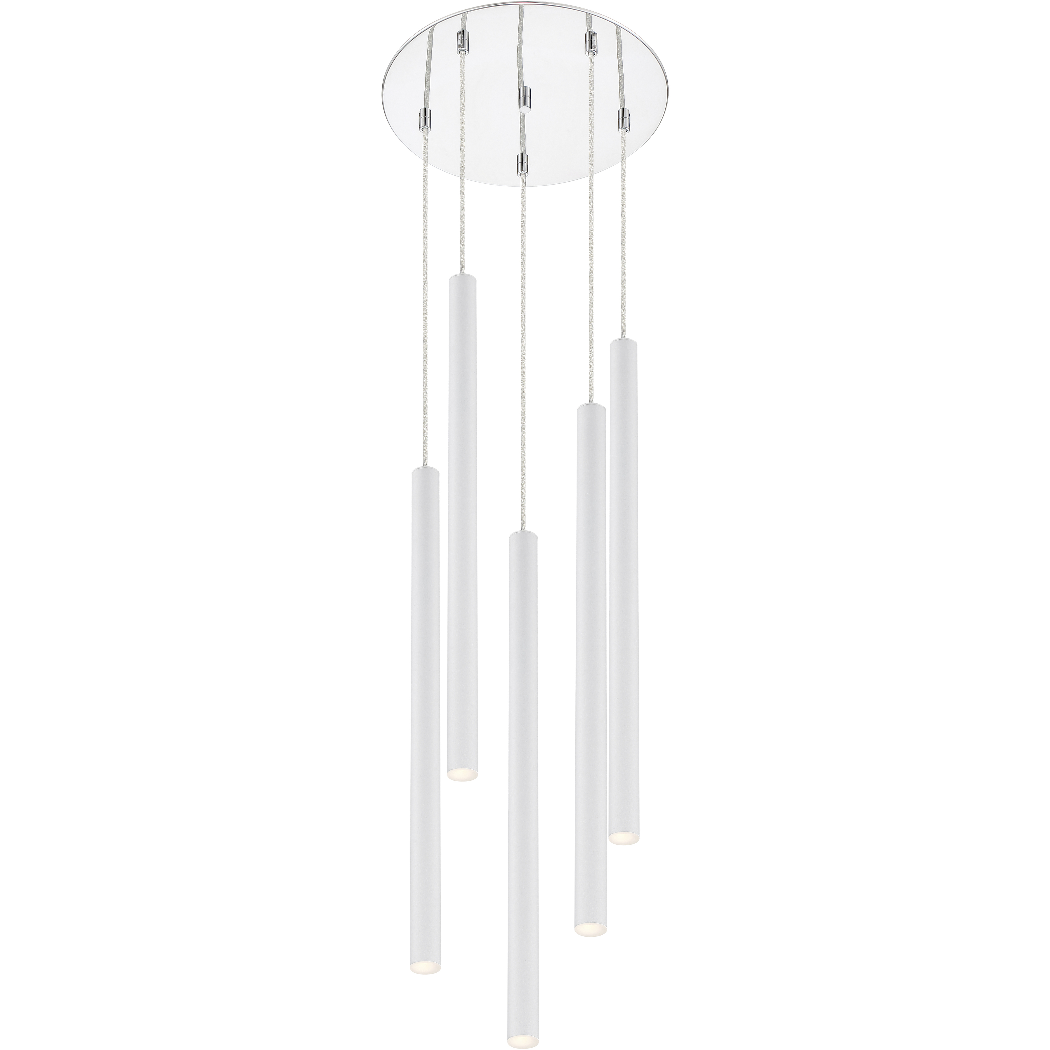 Forest LED 13.5 inch Chrome Chandelier Ceiling Light in Matte White Steel