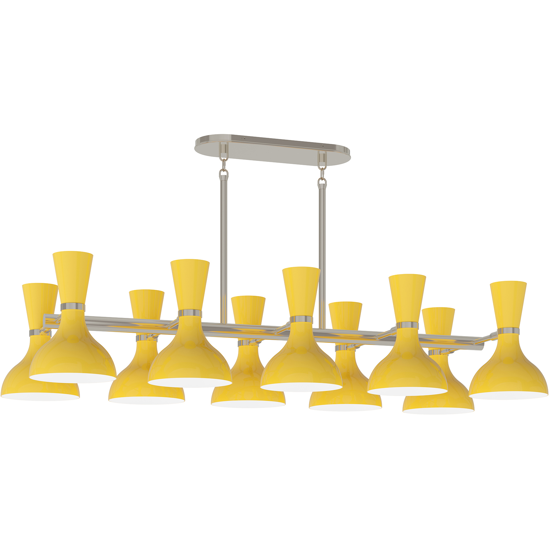 Clare 10 Light 45.75 inch Polished Nickel Chandelier Ceiling Light in Sunset Yellow