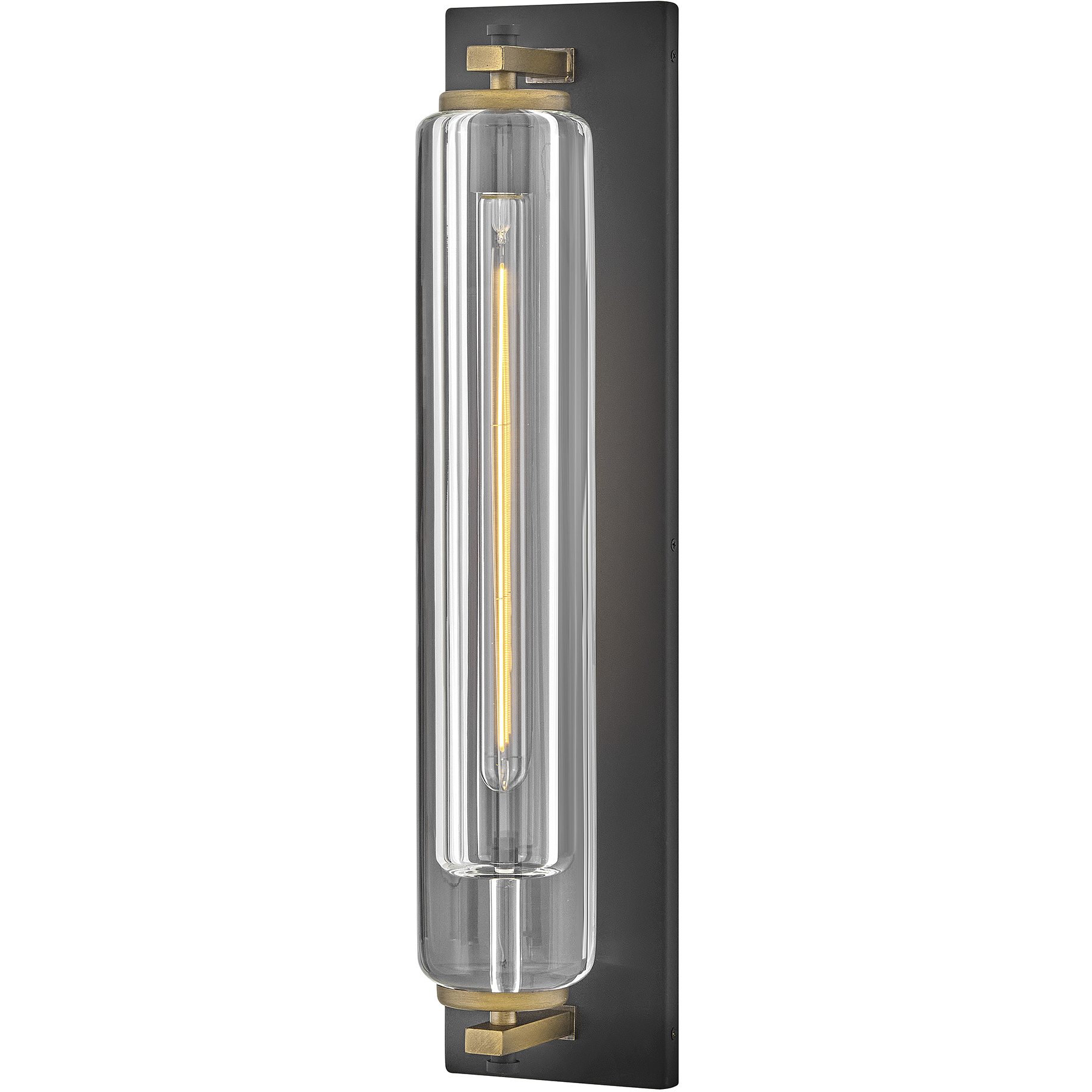 Lourde 1 Light 26 inch Black with Heritage Brass Outdoor Wall Mount Lantern in Black / Heritage Brass