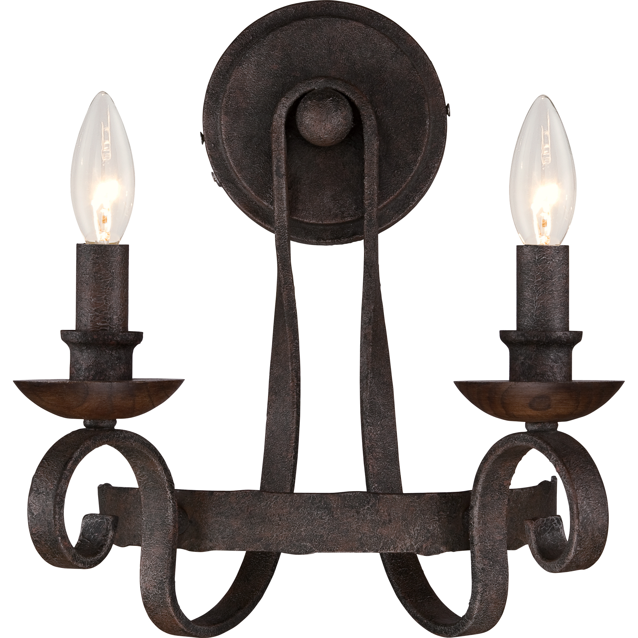 Noble 2 Light 12 inch Rustic Black Wall Sconce Wall Light