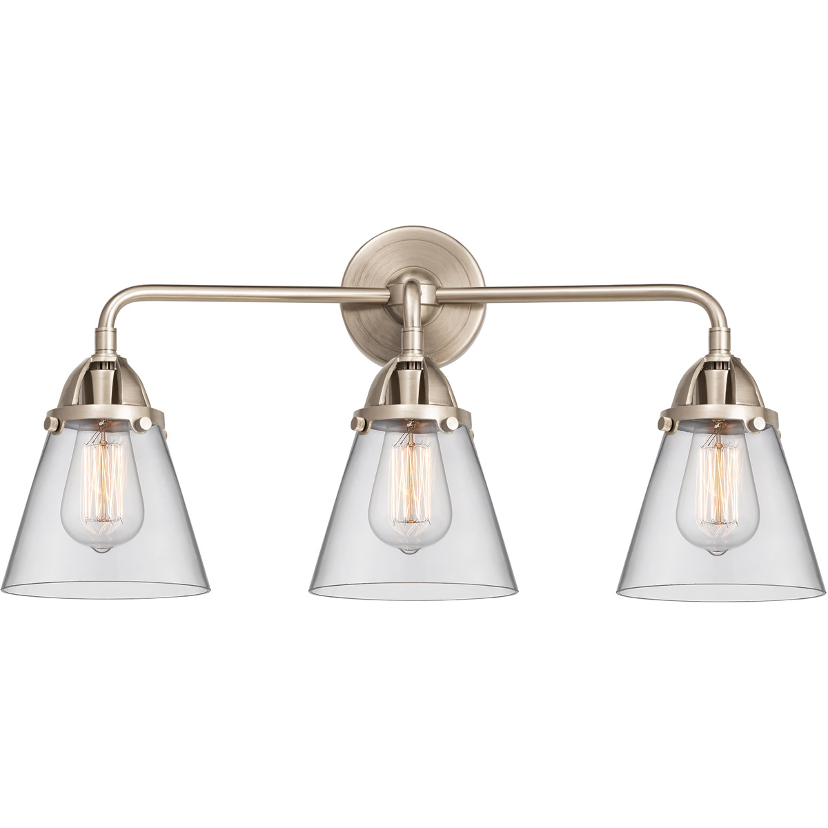 Nouveau 2 Small Cone LED 24.25 inch Antique Copper Bath Vanity Light Wall Light in Clear Glass