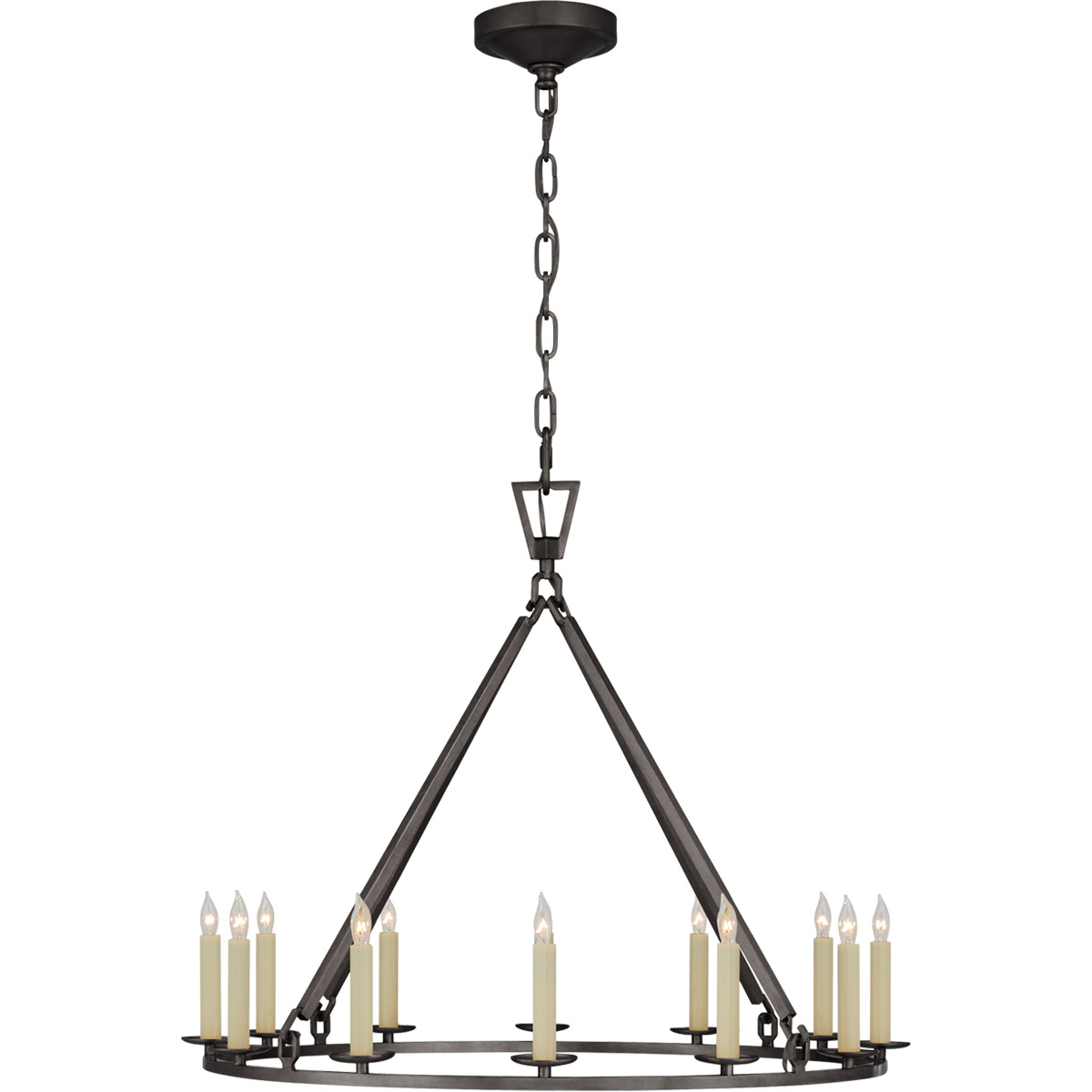 Chapman & Myers Darlana 12 Light 30 inch Aged Iron Single Ring Chandelier Ceiling Light, Medium