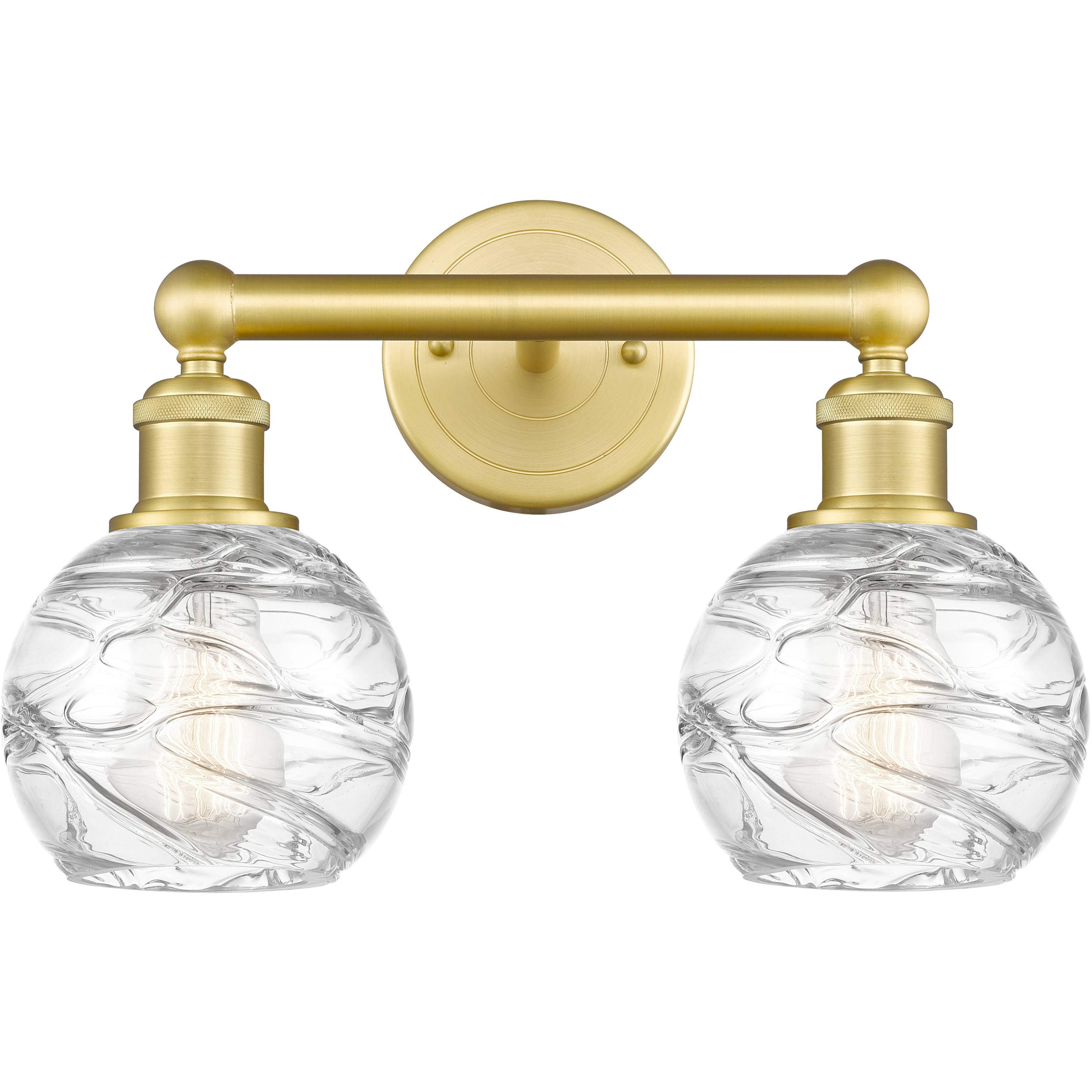 Athens Deco Swirl 2 Light 15 inch Satin Gold Bath Vanity Light Wall Light in Clear Deco Swirl
