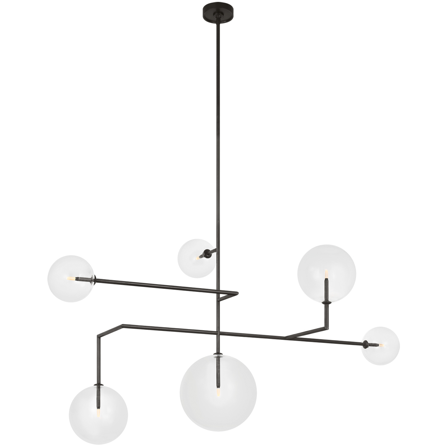 AERIN Linnea LED 58.75 inch Modern Iron Chandelier Ceiling Light in Clear Glass